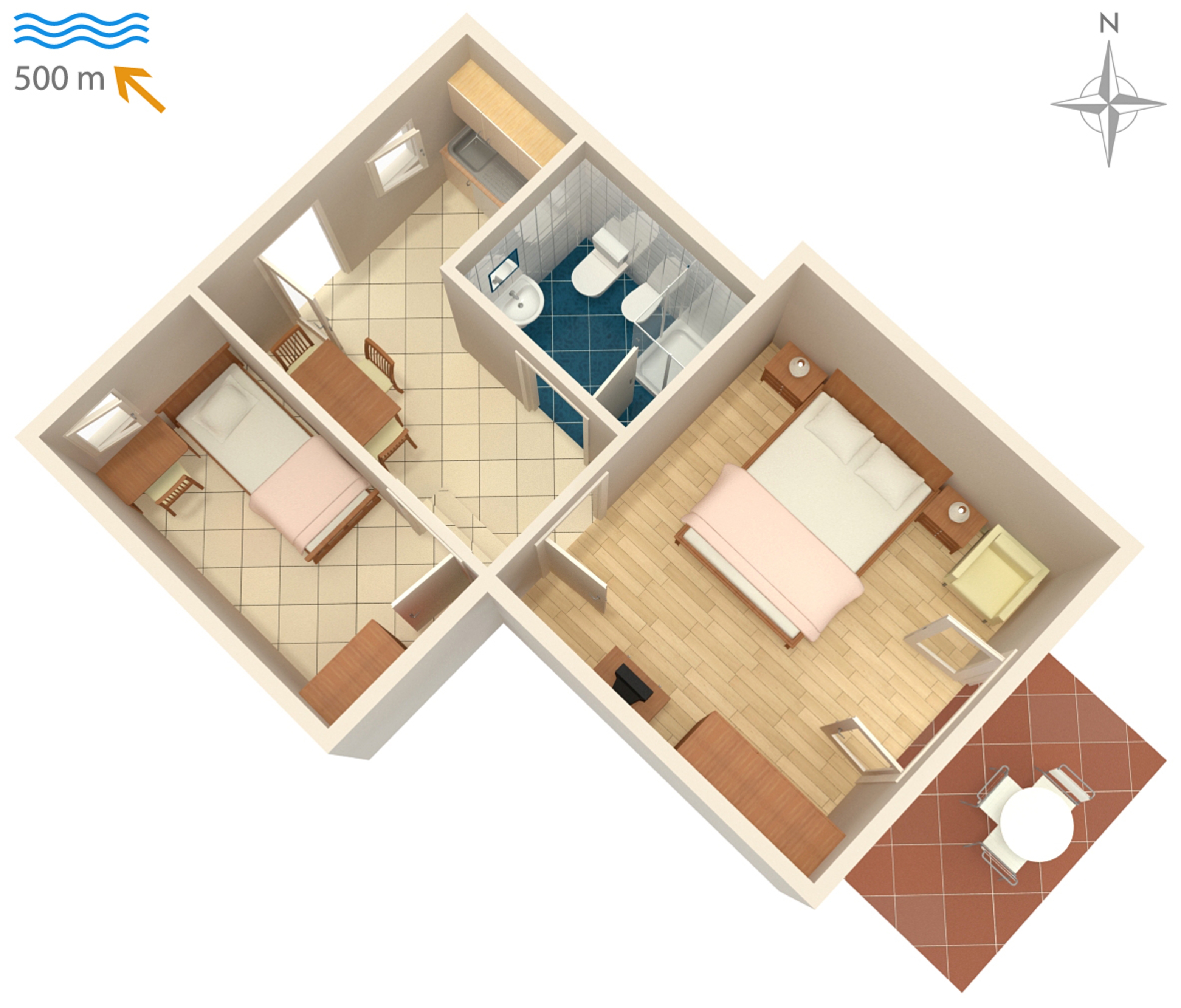 Two bedroom apartment with terrace Umag  A-c