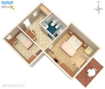 Umag, Půdorys v ubytování typu apartment, WiFi.