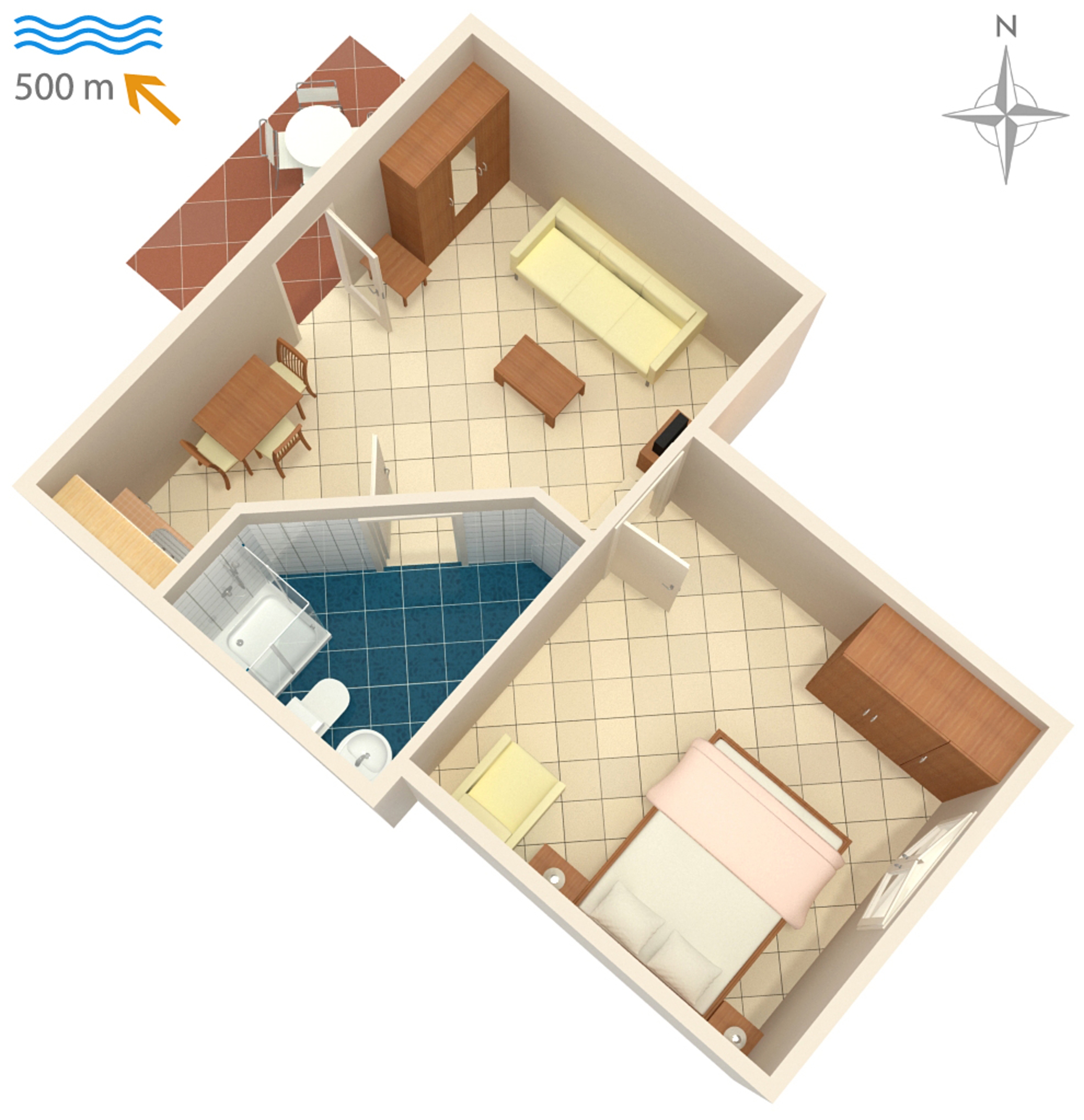 One bedroom apartment with terrace Umag  A-d