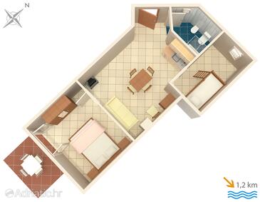 Plan Ližnjan, Plan in the apartment, dopusteni kucni ljubimci i WIFI.