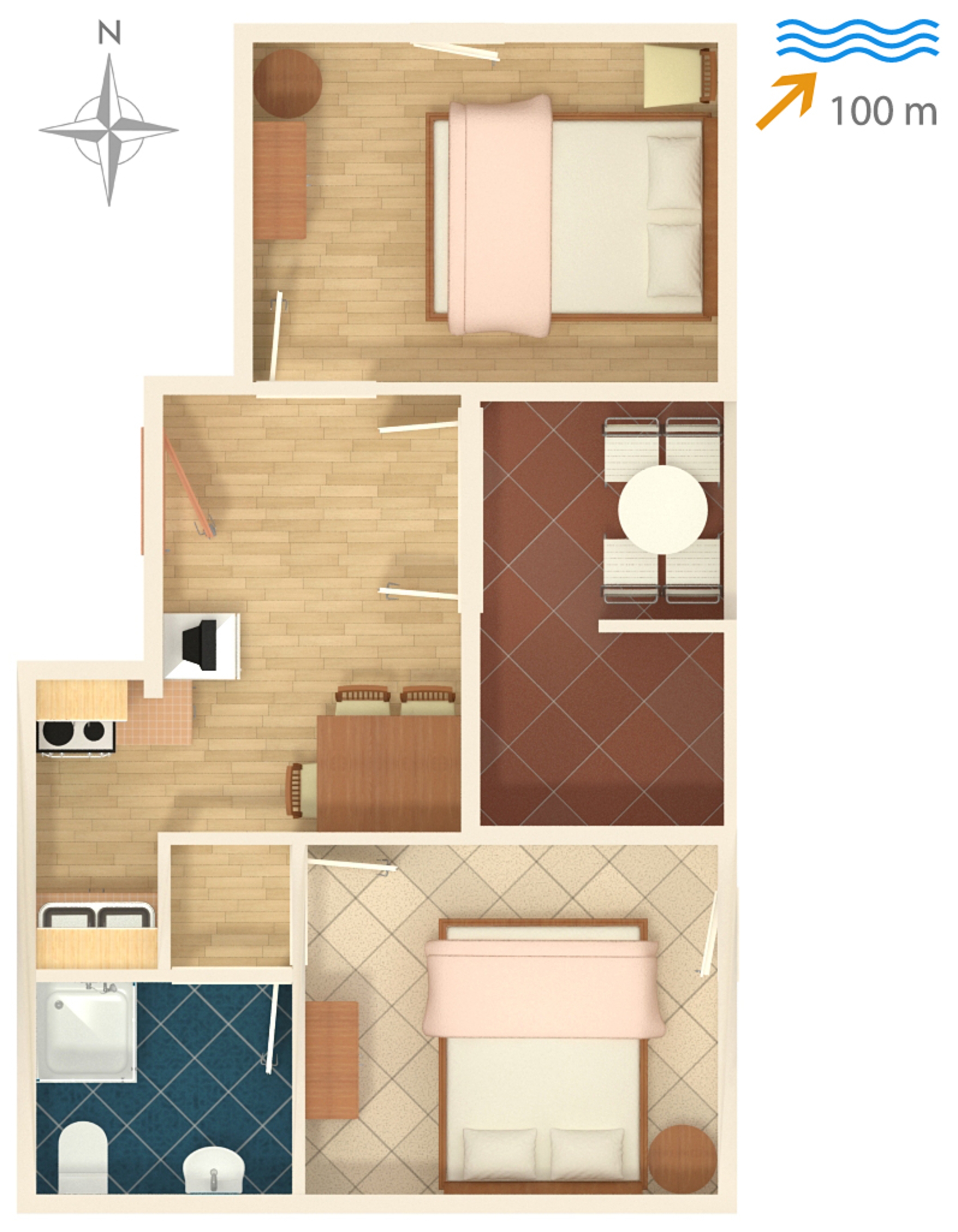 Two bedroom apartment with terrace and sea view Postira, Brač  A-c
