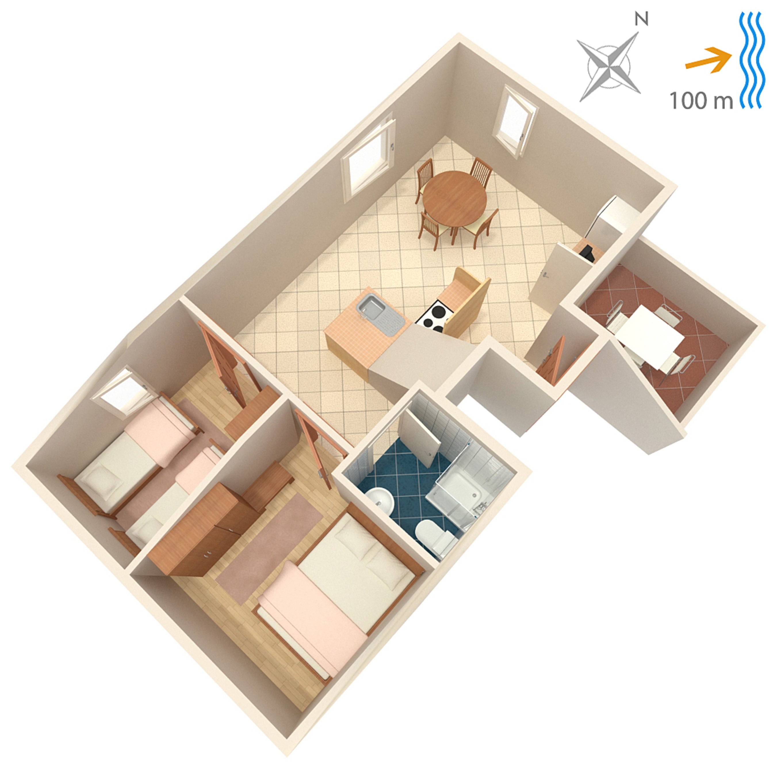Two bedroom apartment with terrace and sea view Postira, Brač  A-d