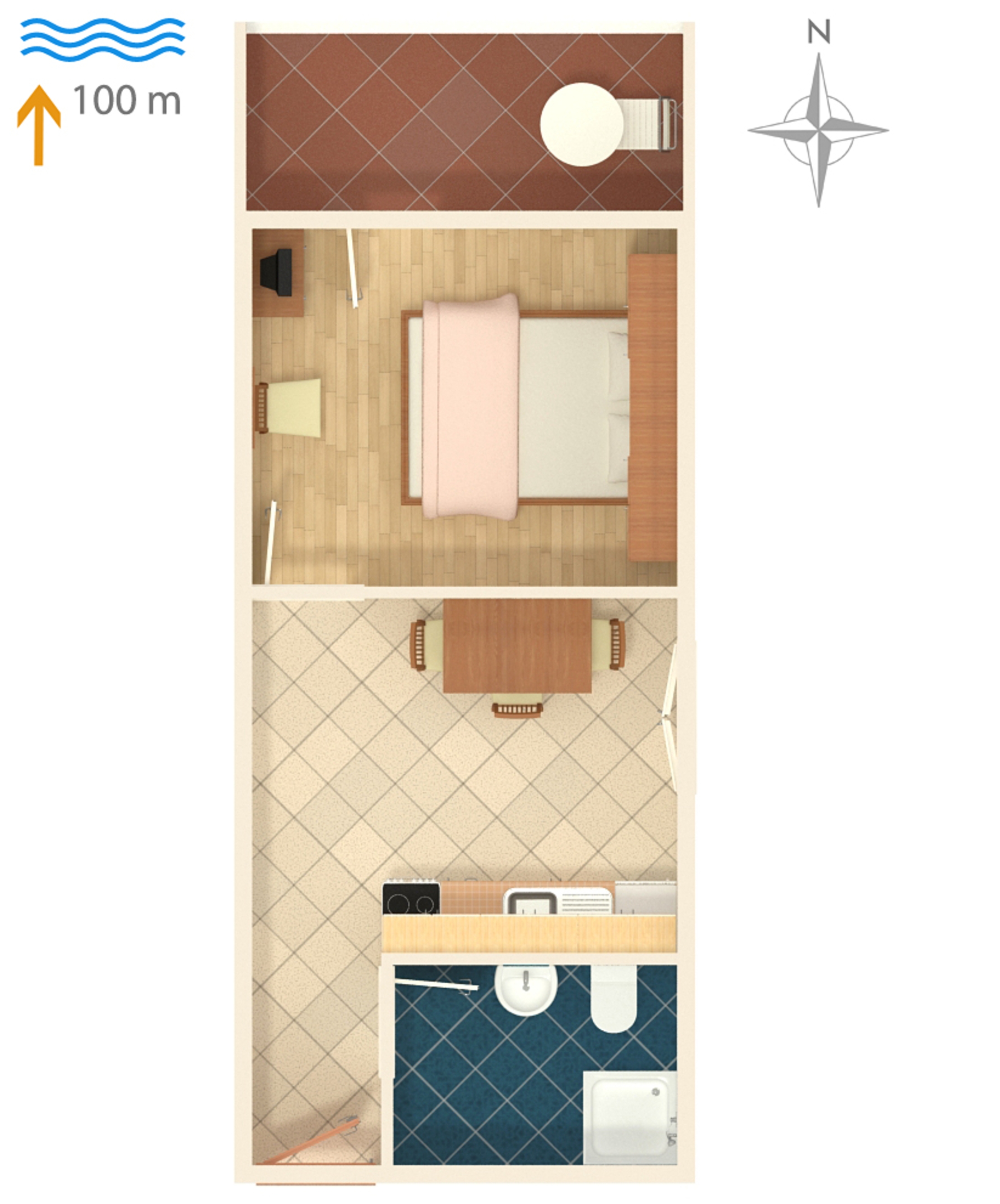 One bedroom apartment with balcony and sea view Postira, Brač  A-b