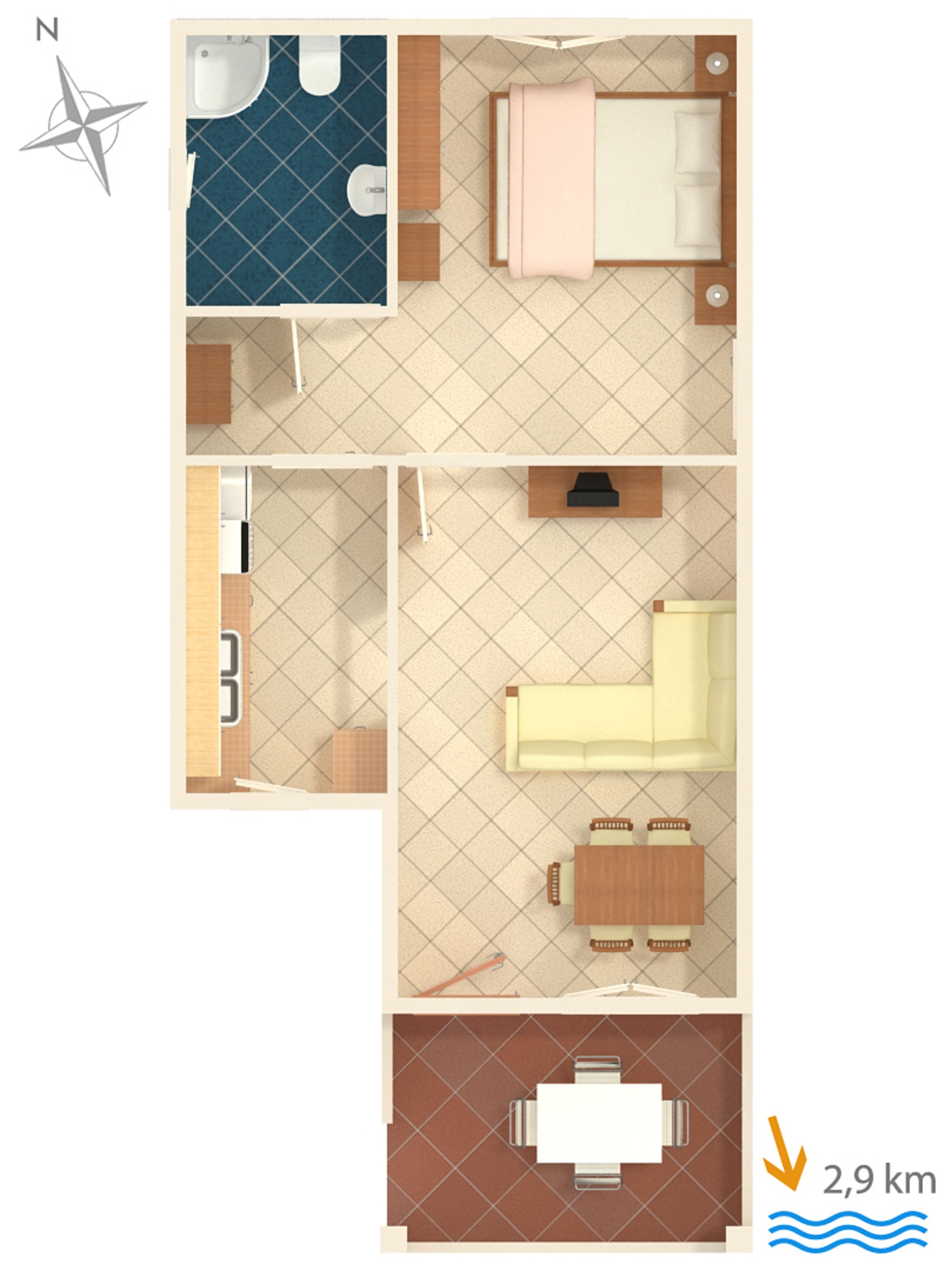 One bedroom apartment with terrace Pula  A-a