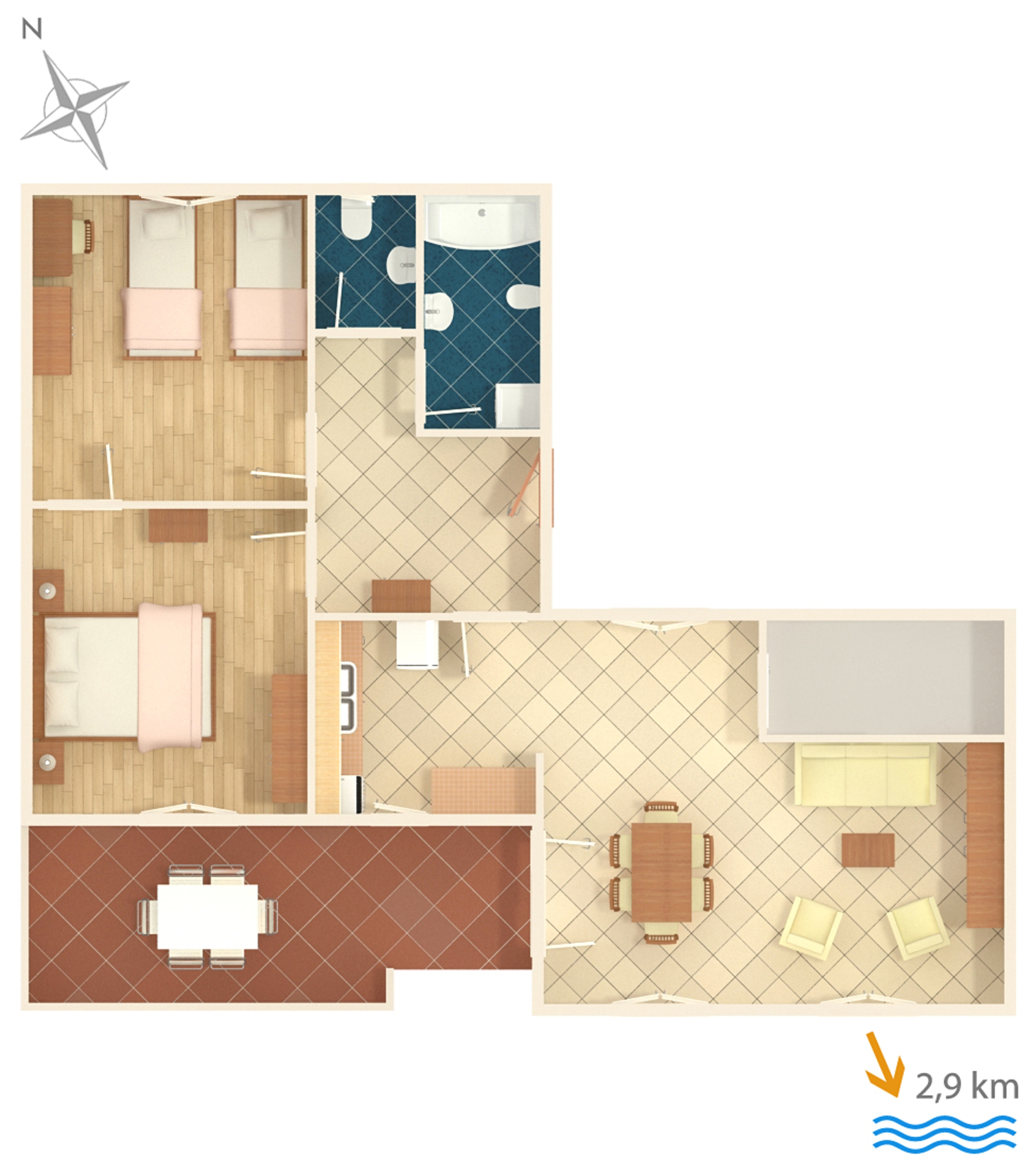 Two bedroom apartment with terrace Pula  A-b