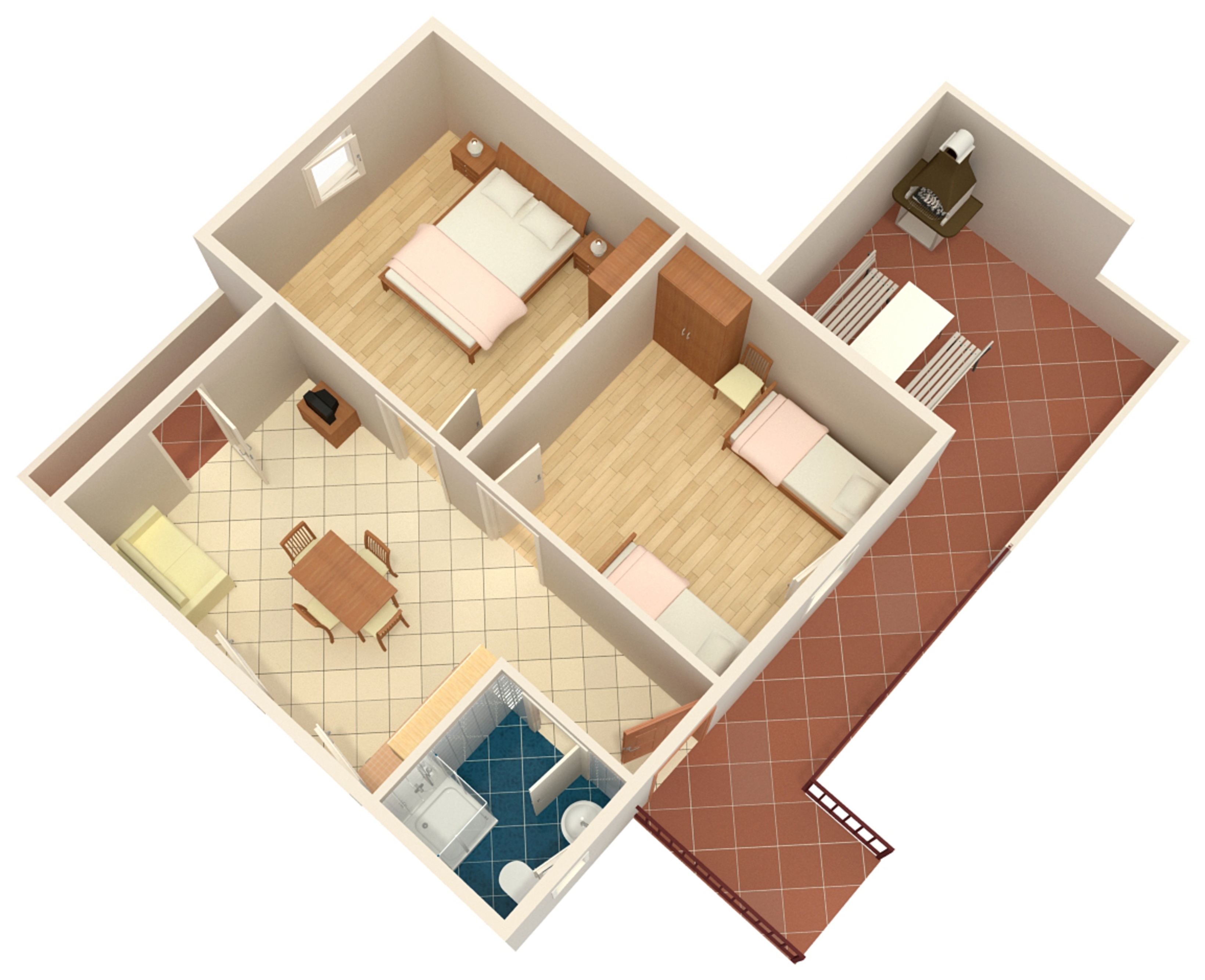 Dvosobni apartman s terasom i pogledom na more Sutivan, Brač  A-a