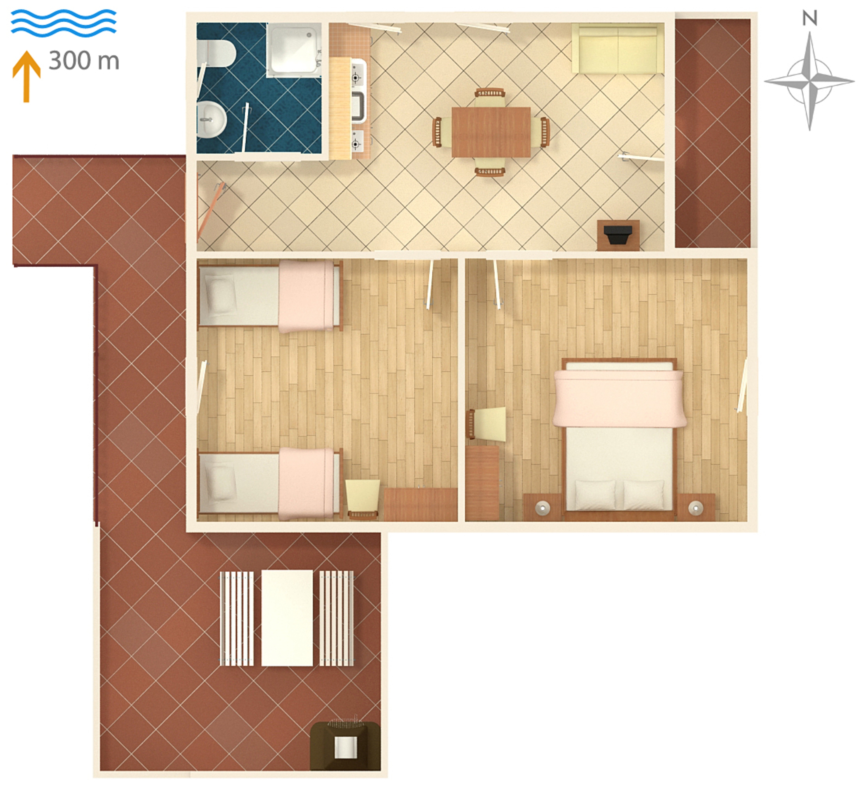 Dvosobni apartman s terasom i pogledom na more Sutivan, Brač  A-a