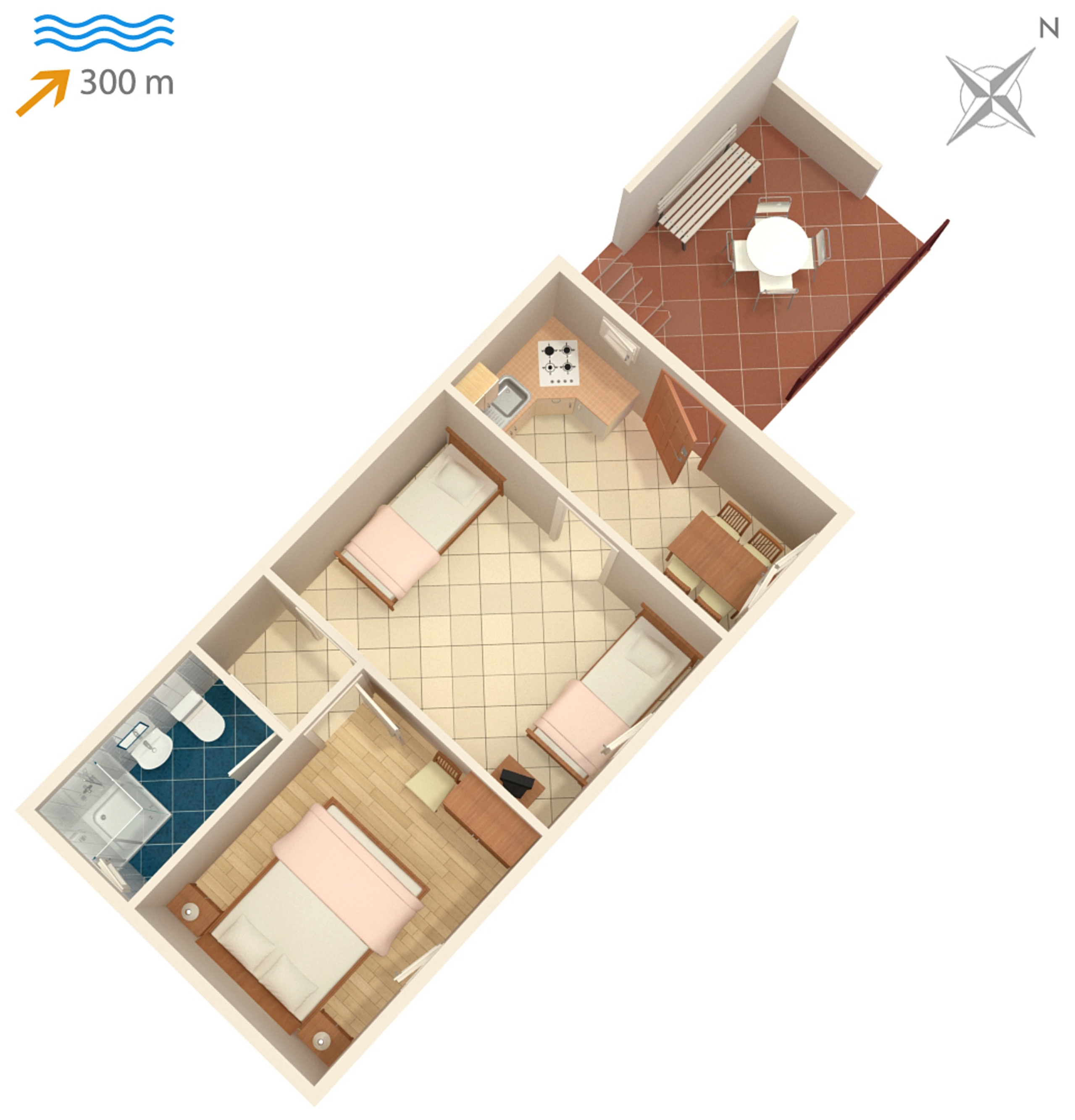 Jednosobni apartman s terasom Sutivan, Brač  A-b