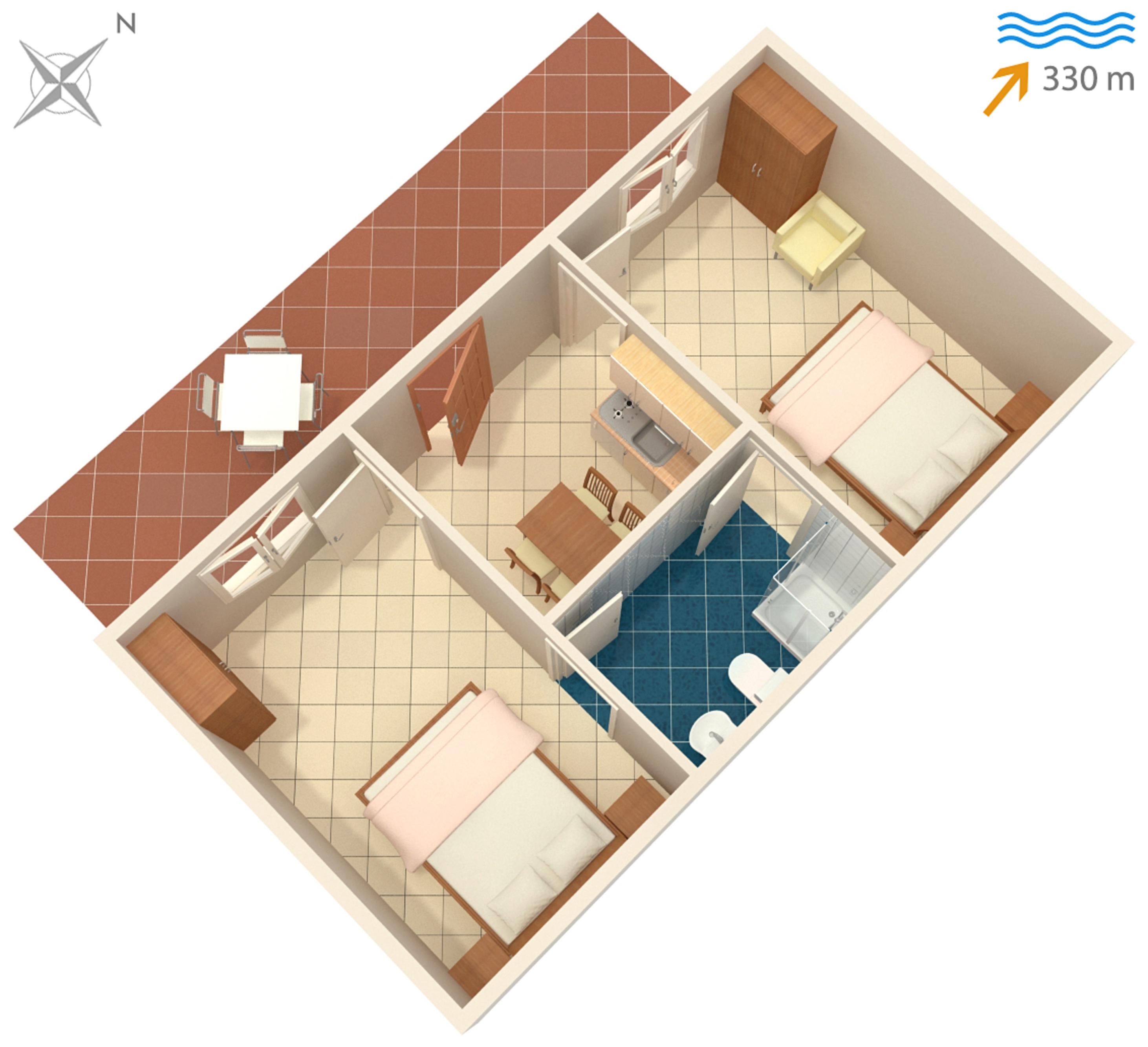 Two bedroom apartment with terrace and sea view Sutivan, Brač  A-b