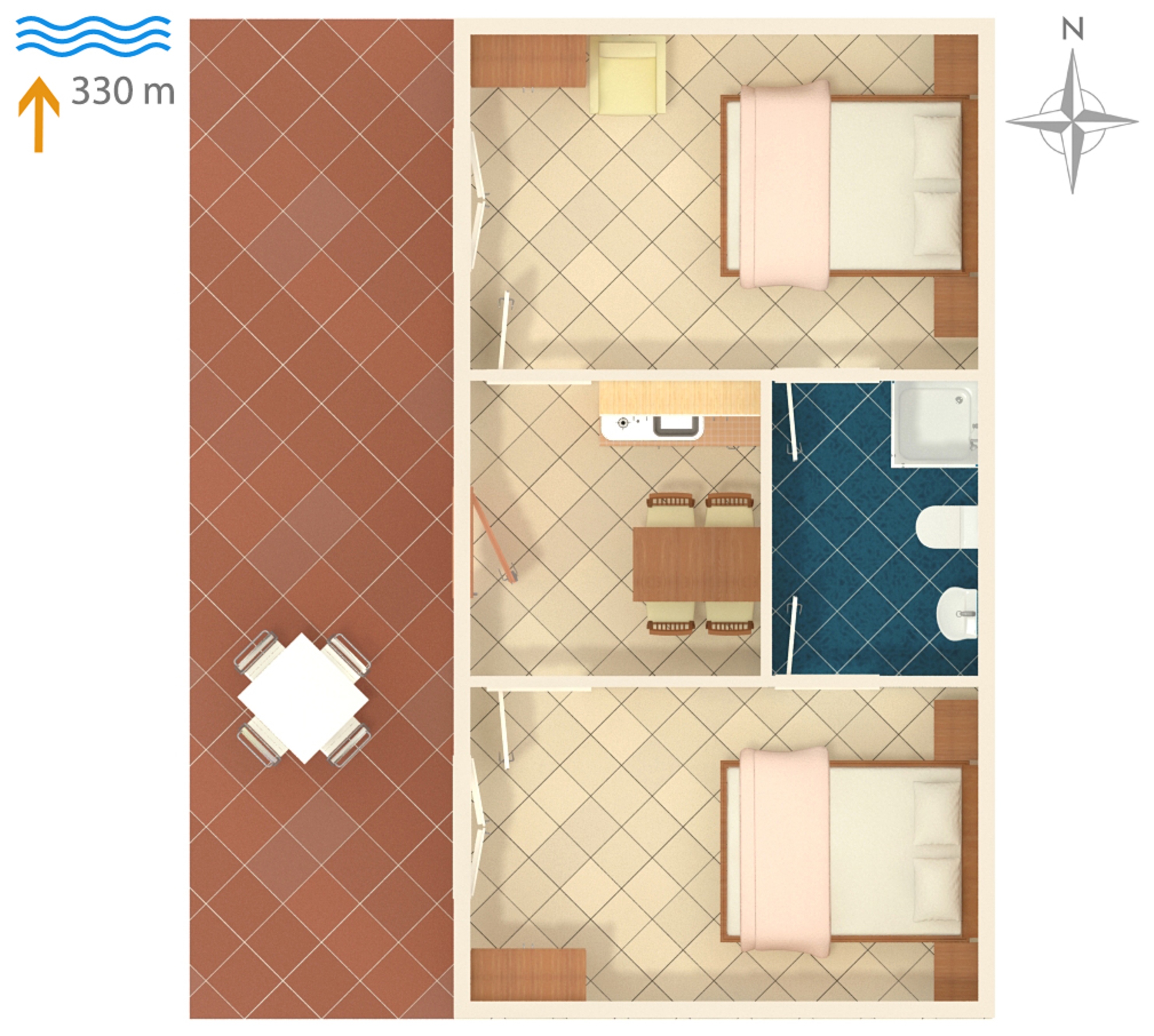 Two bedroom apartment with terrace and sea view Sutivan, Brač  A-b