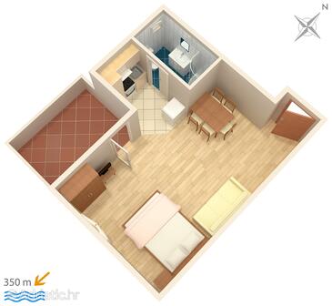 Plan Mali Rat, Plan in the studio-apartment, dopusteni kucni ljubimci i WIFI.