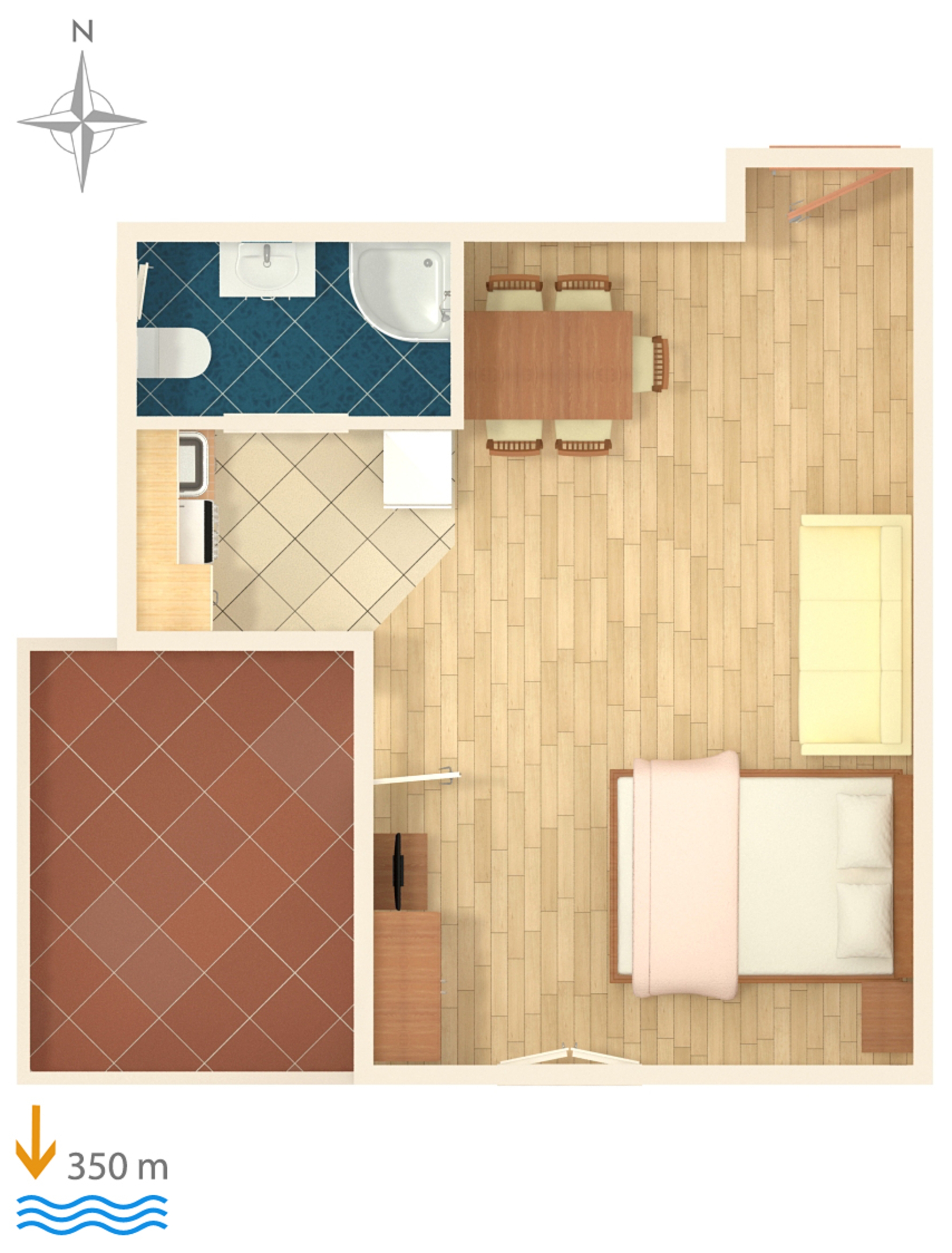 Studio flat with terrace and sea view Mali Rat, Omiš  AS-a