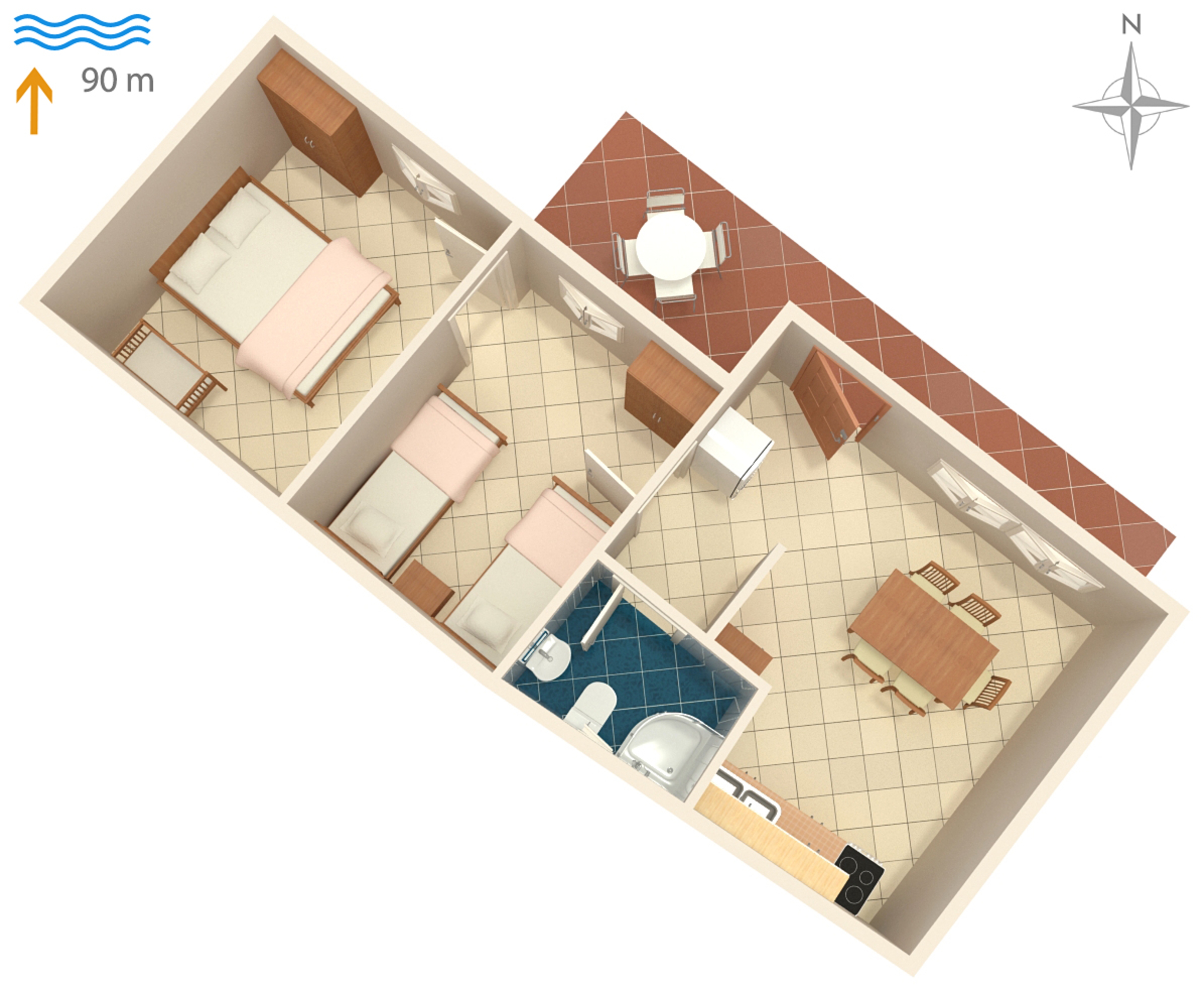 Two bedroom apartment with terrace and sea view Cove Pobij, Hvar  A-a