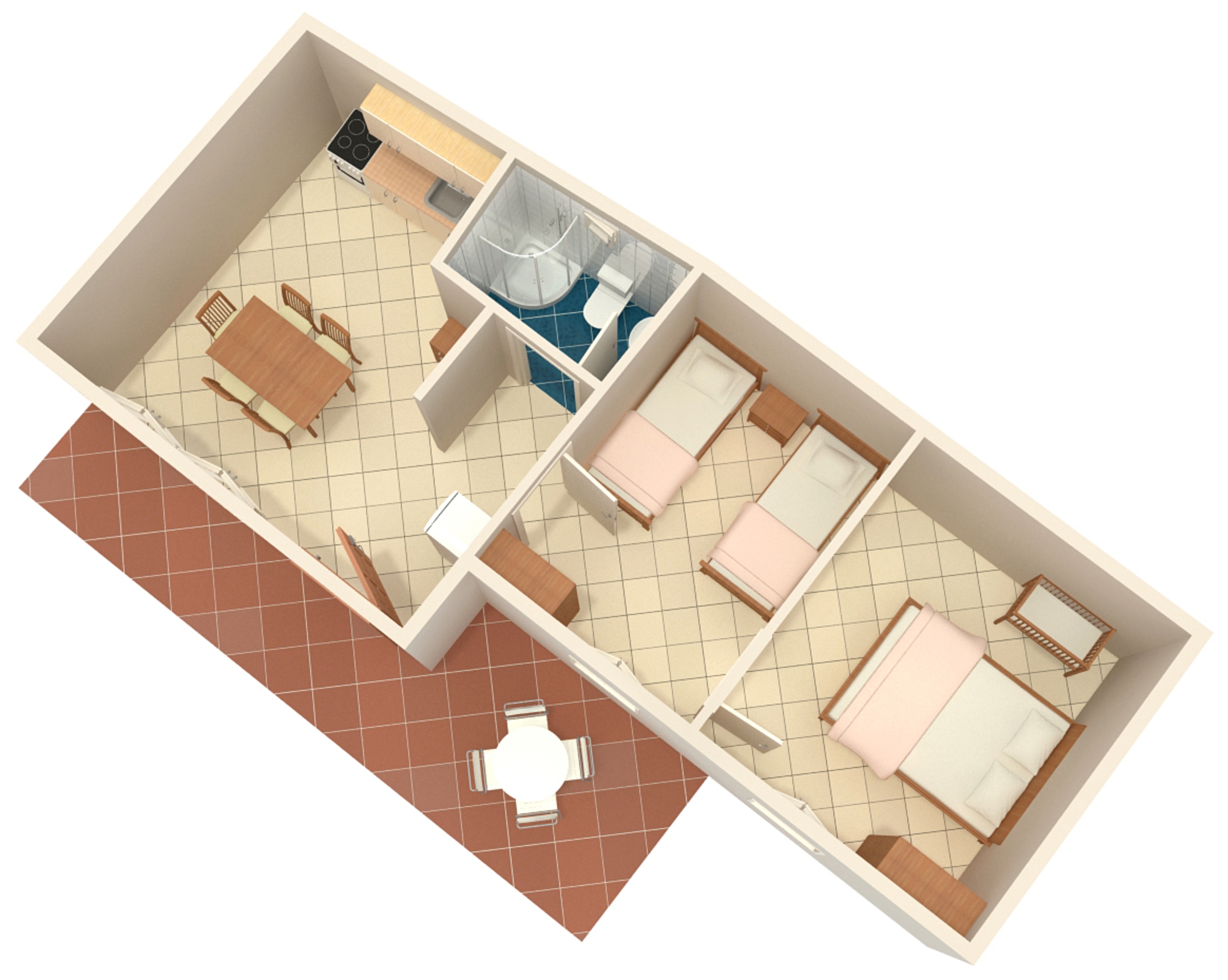 Two bedroom apartment with terrace and sea view Cove Pobij, Hvar  A-a