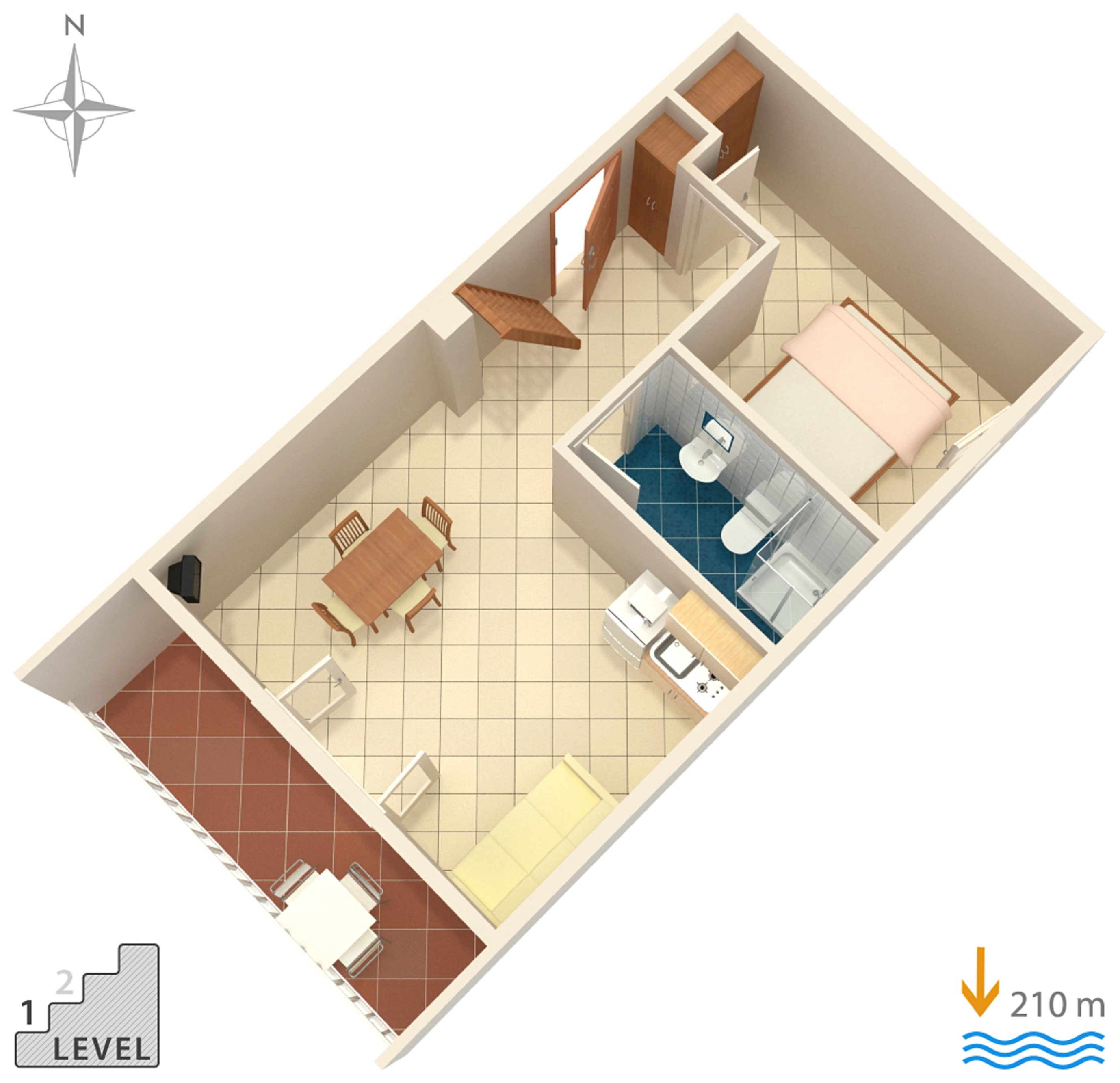 Two bedroom apartment with balcony and sea view Duće, Omiš  A-b