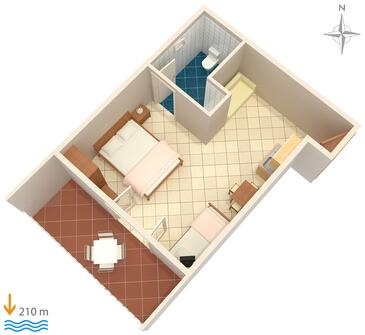 Duće, Plan dans l’hébergement en type studio-apartment, WiFi.