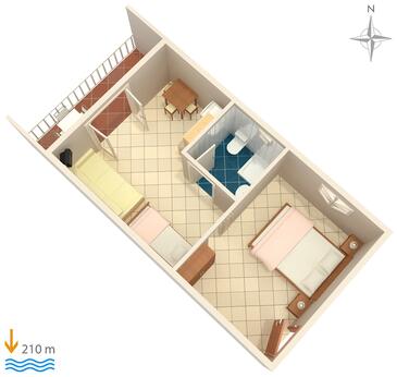 Duće, Plan dans l’hébergement en type studio-apartment, WiFi.