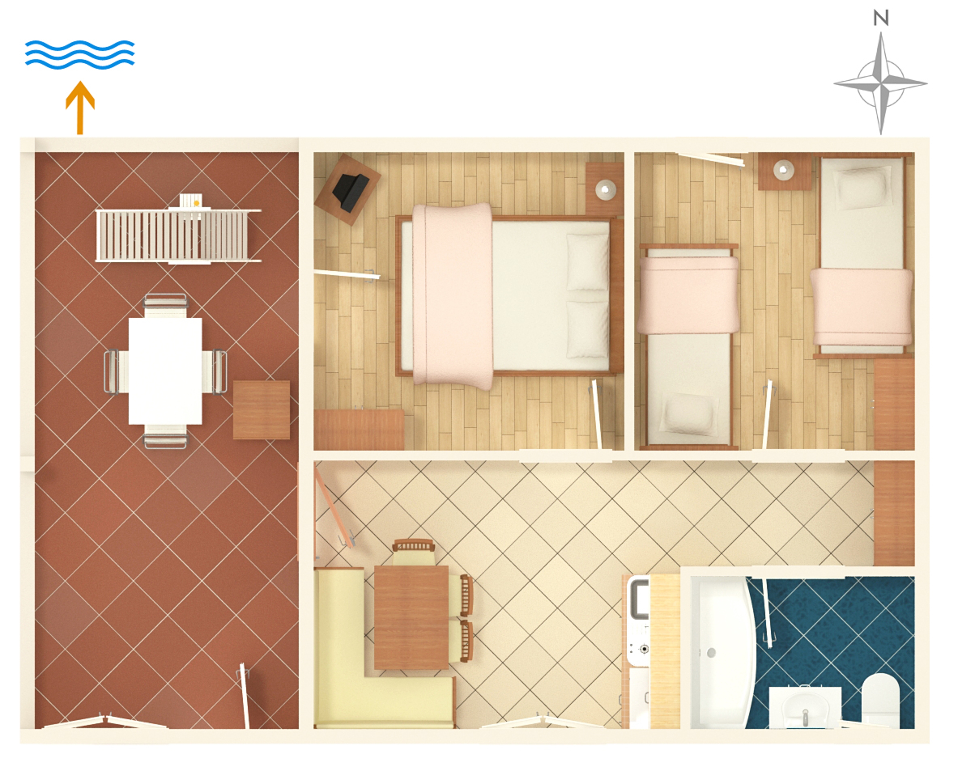 Two bedroom apartment with terrace and sea view Supetar, Brač  A-a