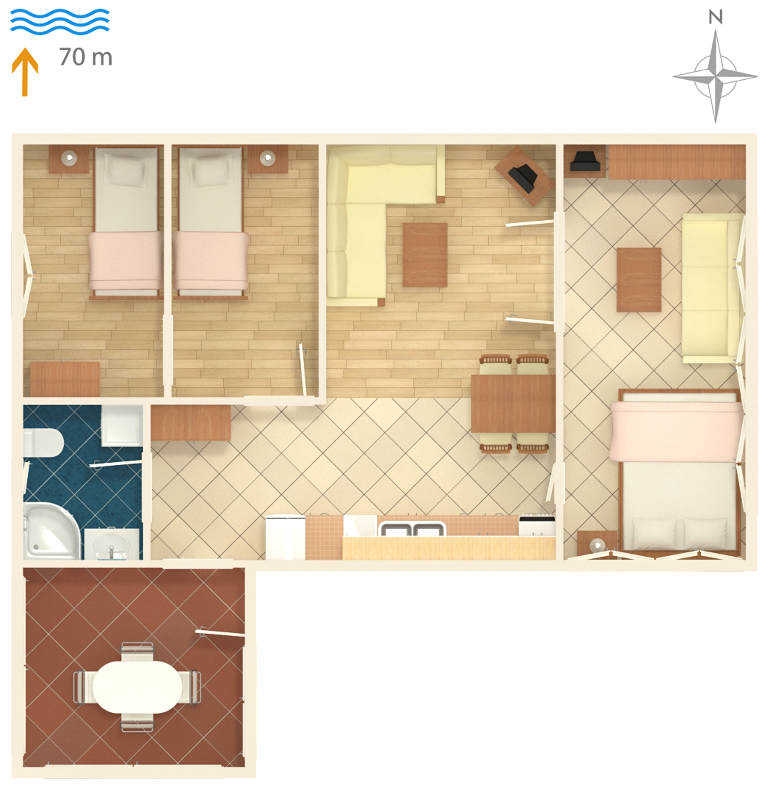 Three bedroom apartment with terrace Supetar, Brač  A-a