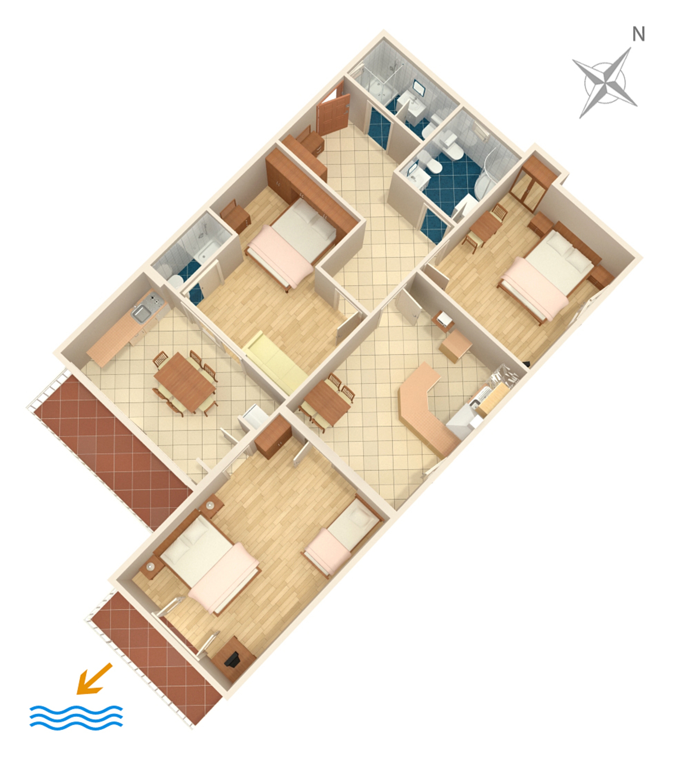 Three bedroom apartment with balcony and sea view Duće, Omiš  A-a