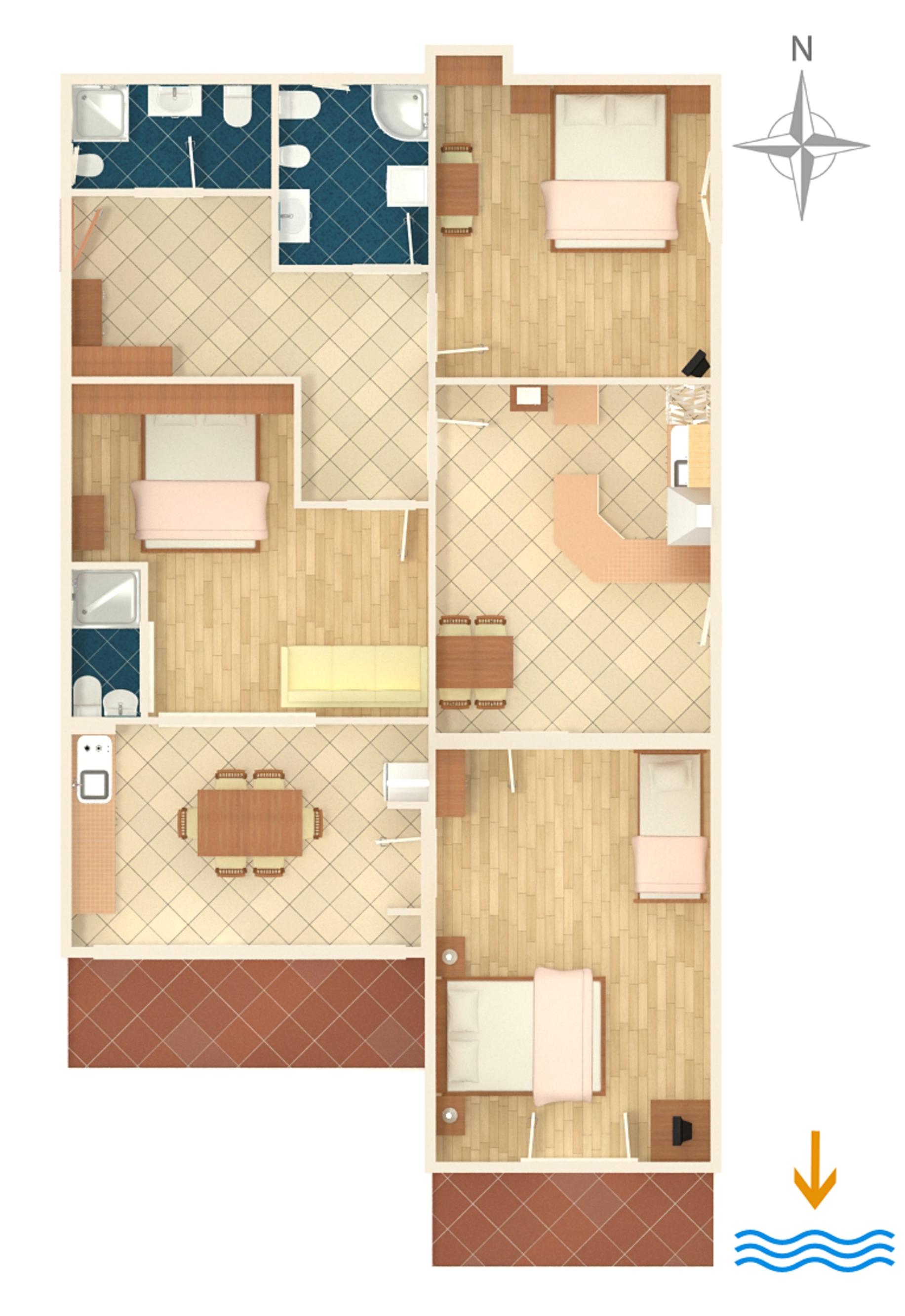 Three bedroom apartment with balcony and sea view Duće, Omiš  A-a