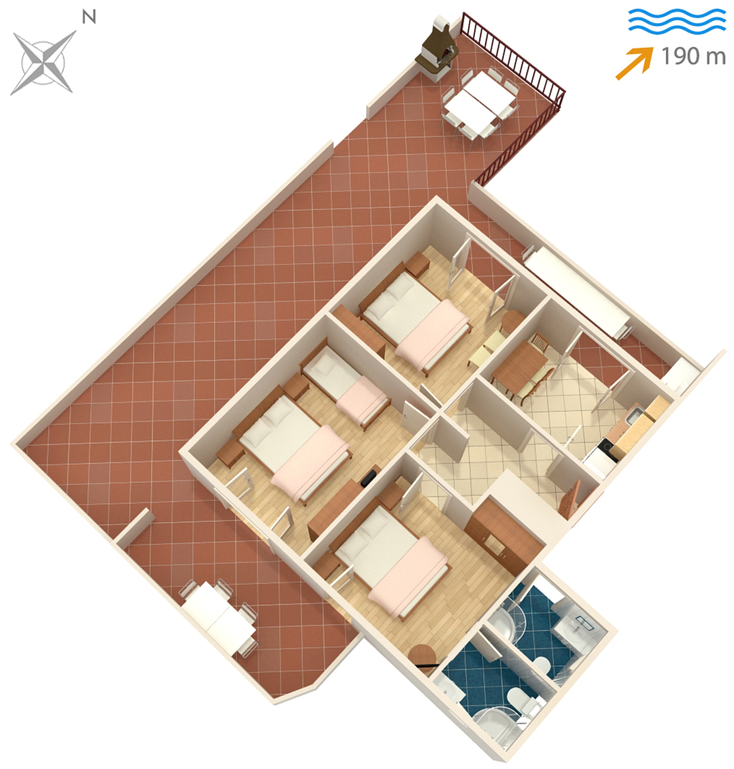 Three bedroom apartment with terrace and sea view Slatine, Čiovo  A-a
