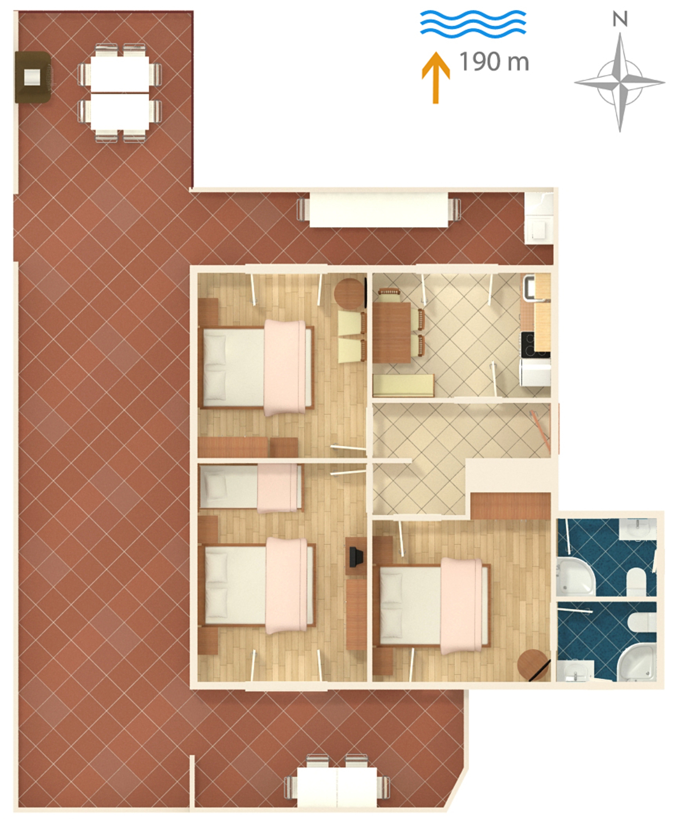 Three bedroom apartment with terrace and sea view Slatine, Čiovo  A-a