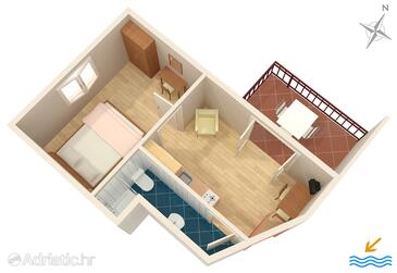 Vodice, Půdorys v ubytování typu apartment, WiFi.