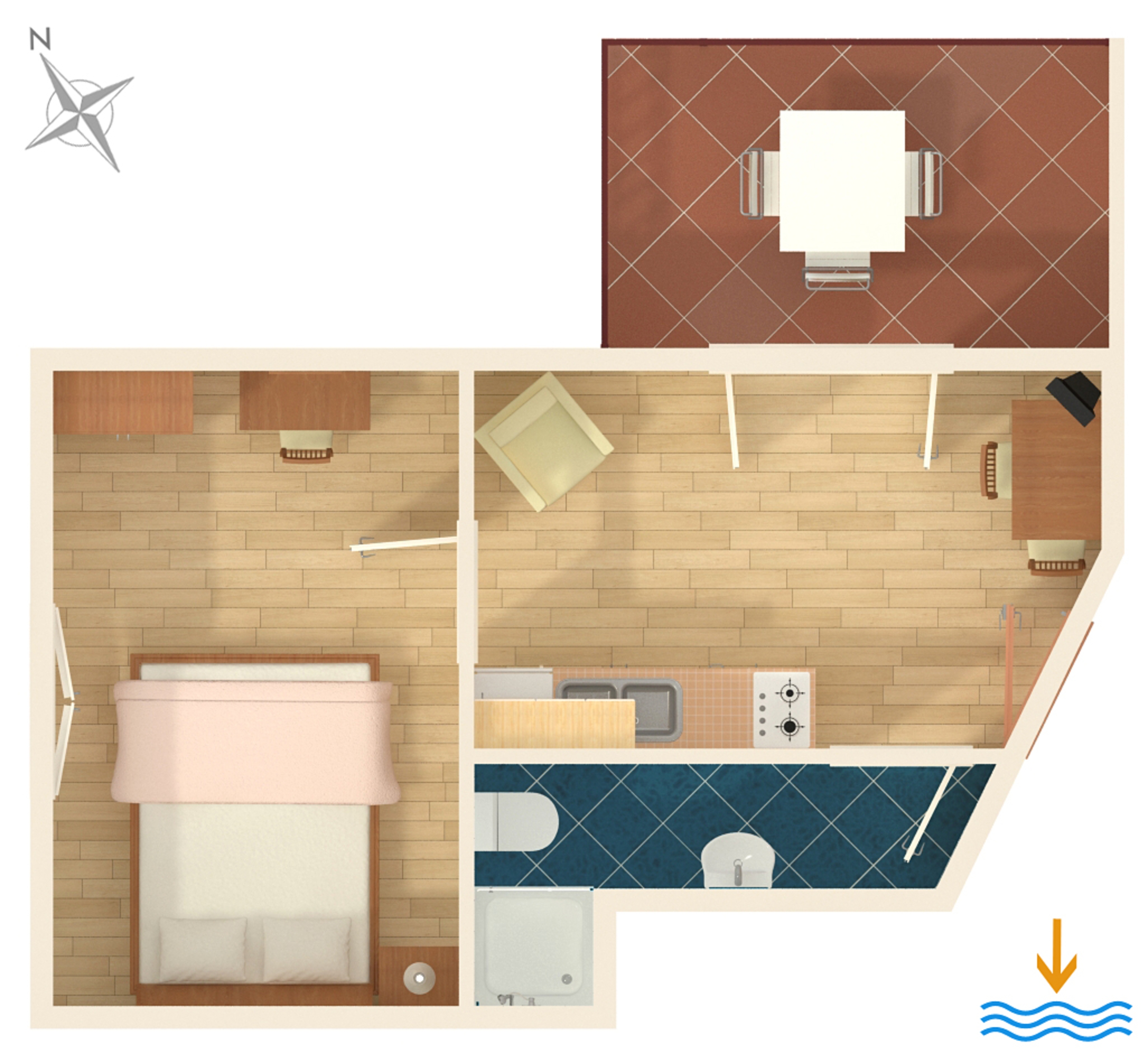 One bedroom apartment with terrace Vodice  A-c
