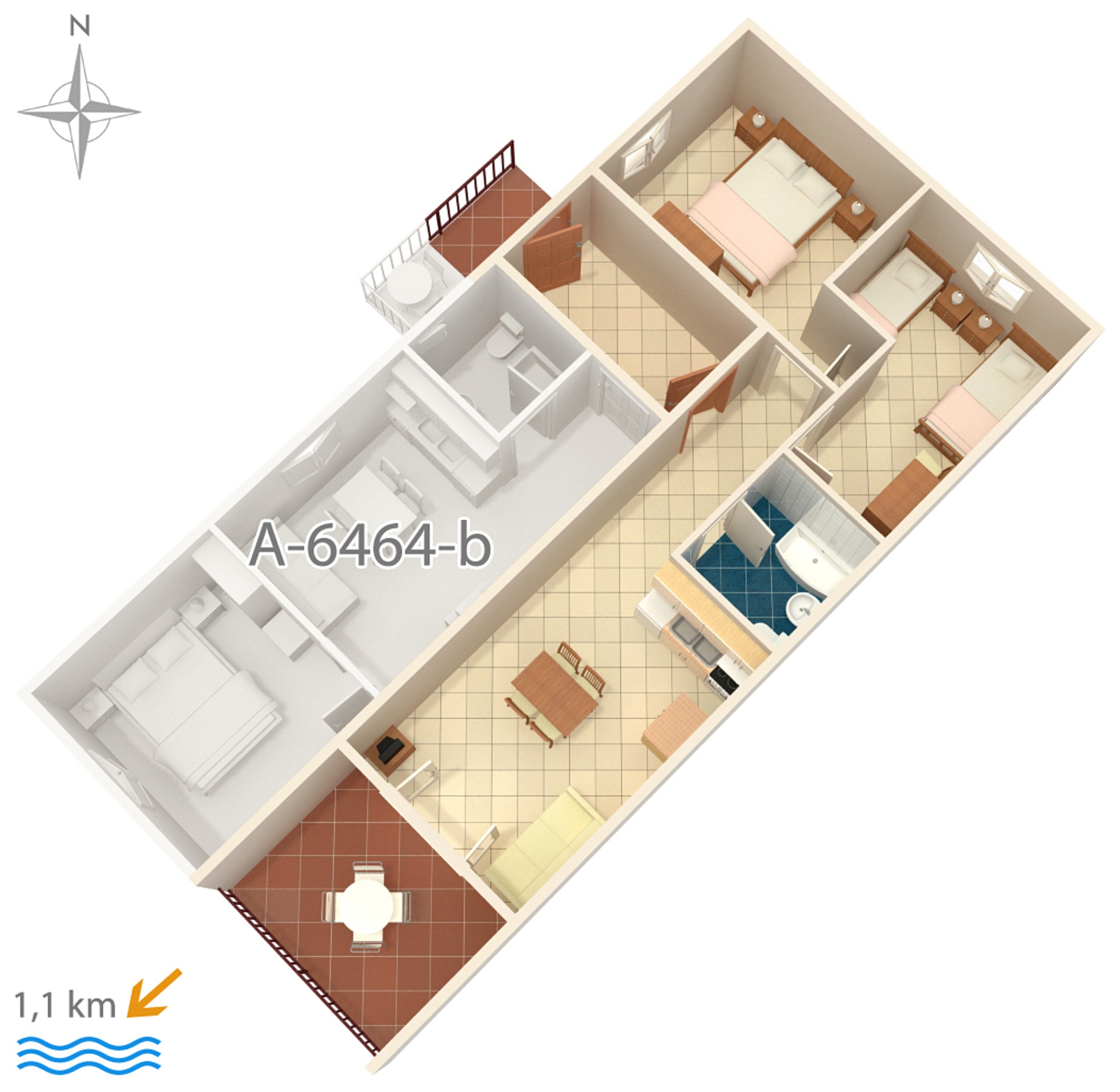 Two bedroom apartment with terrace and sea view Rabac, Labin  A-c