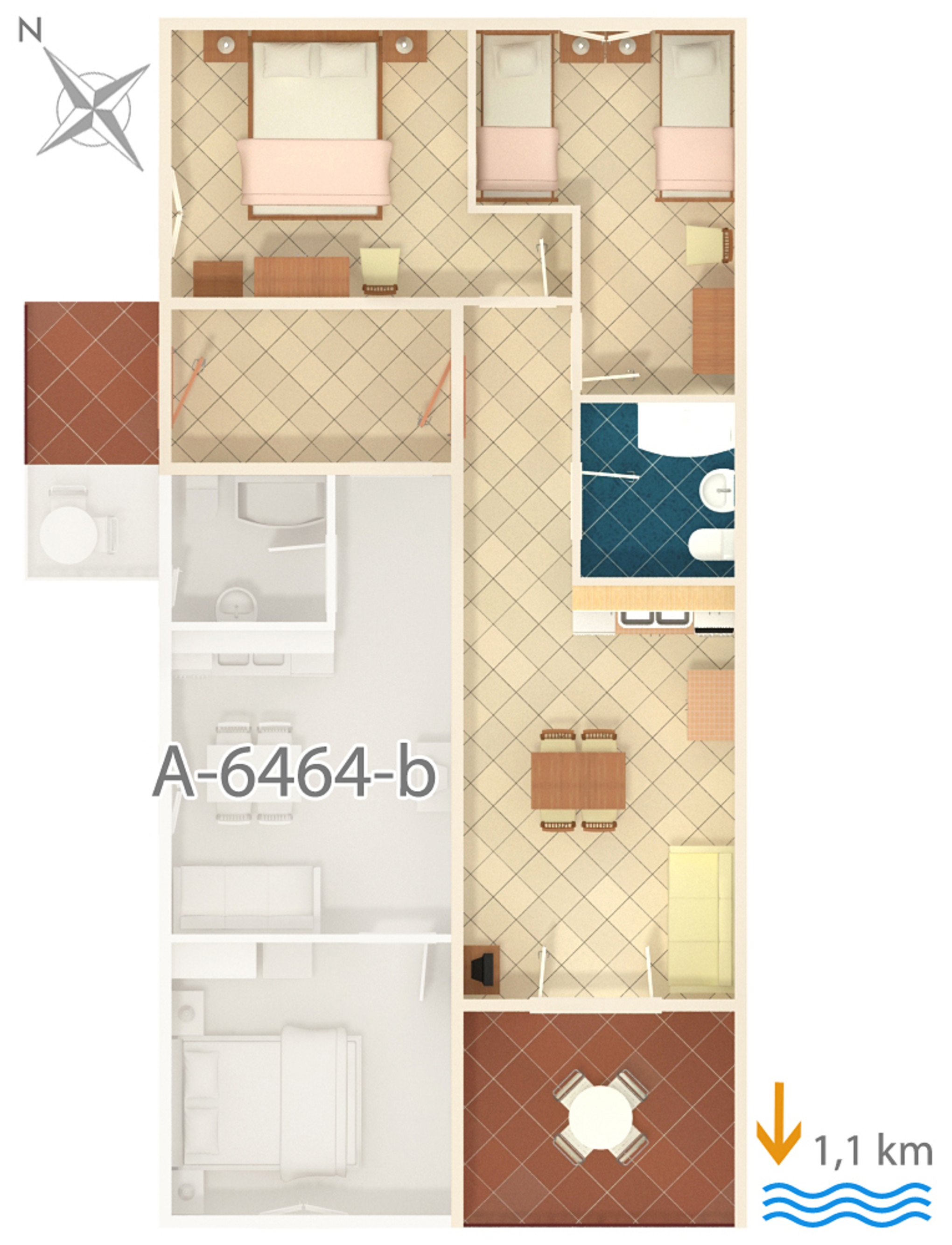 Two bedroom apartment with terrace and sea view Rabac, Labin  A-c