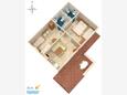 Stomorska, Půdorys v ubytování typu apartment, domácí mazlíčci povoleni.
