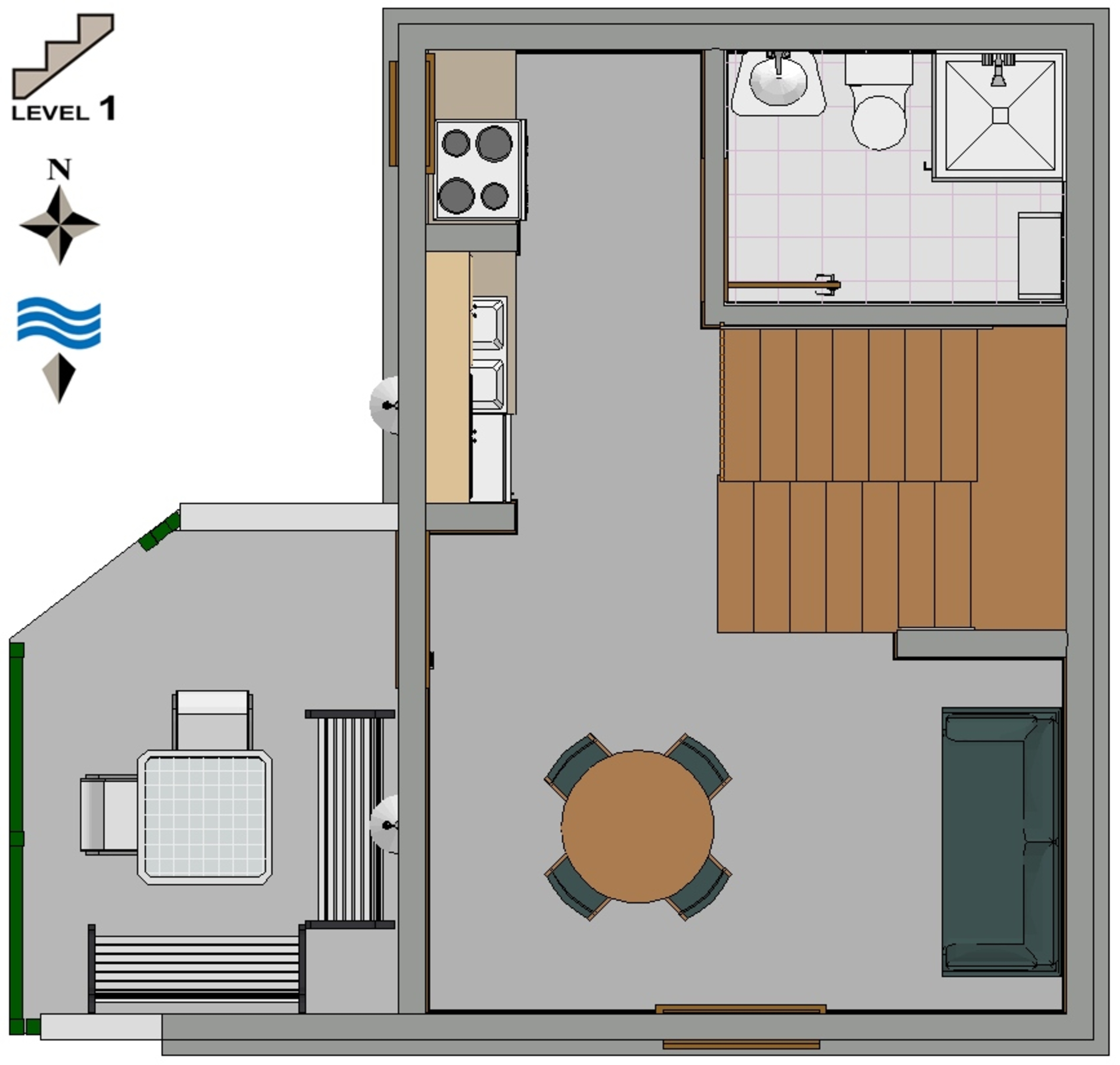 One bedroom house with terrace and sea view Brela, Makarska  K