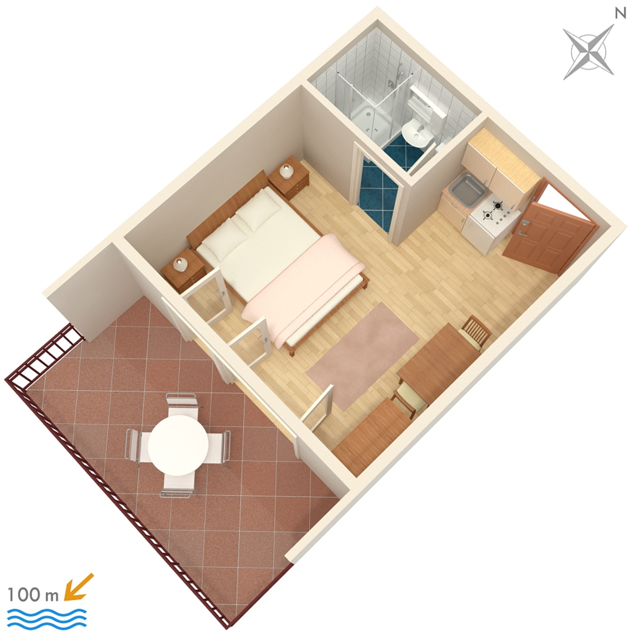 Studio flat with terrace Jezera, Murter  AS-c