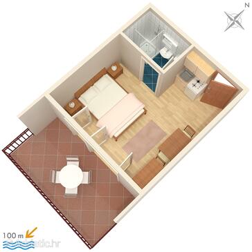 Plan Jezera, Plan in the studio-apartment, dopusteni kucni ljubimci i WIFI.