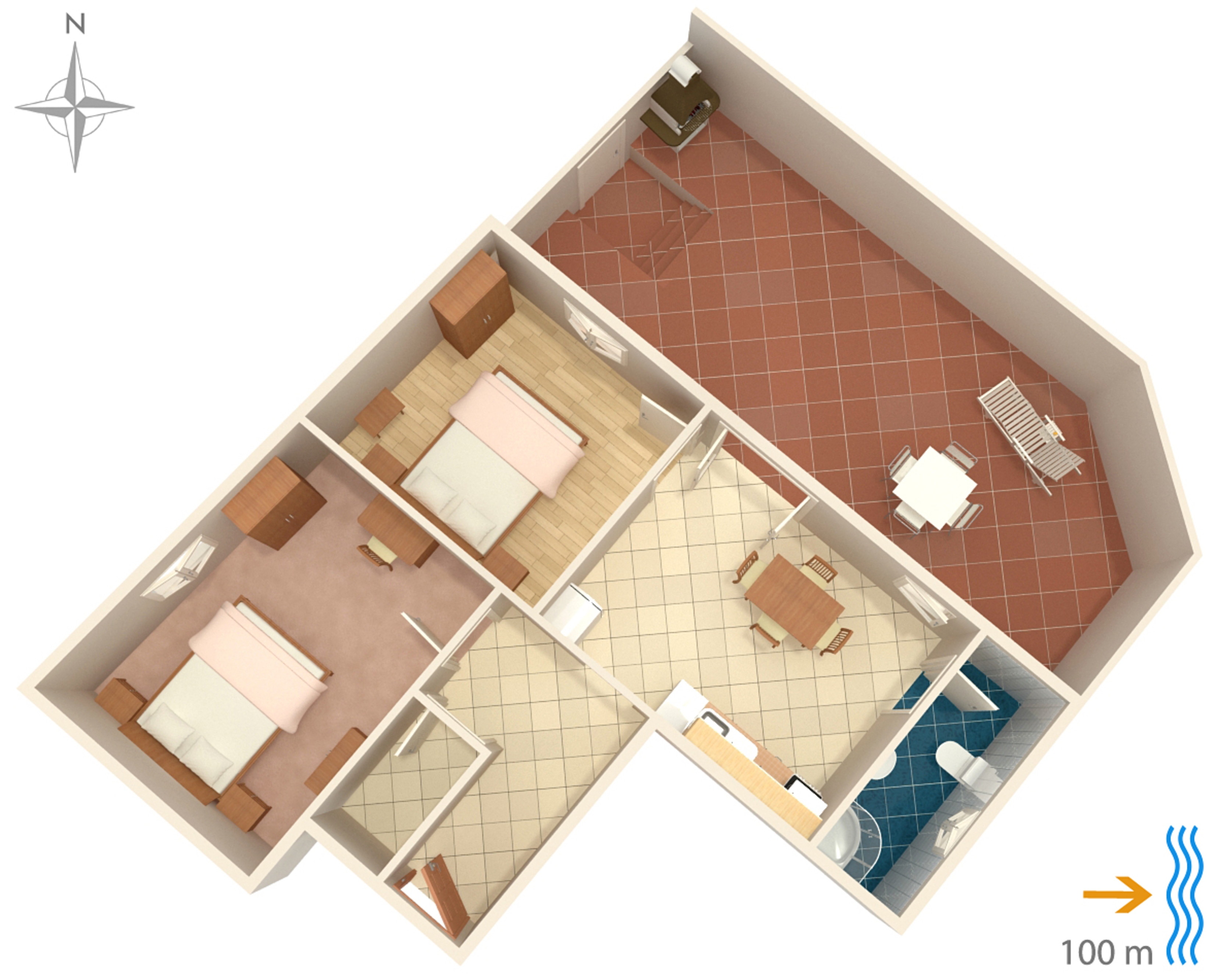 Two bedroom apartment with terrace Susak, Lošinj  A-a
