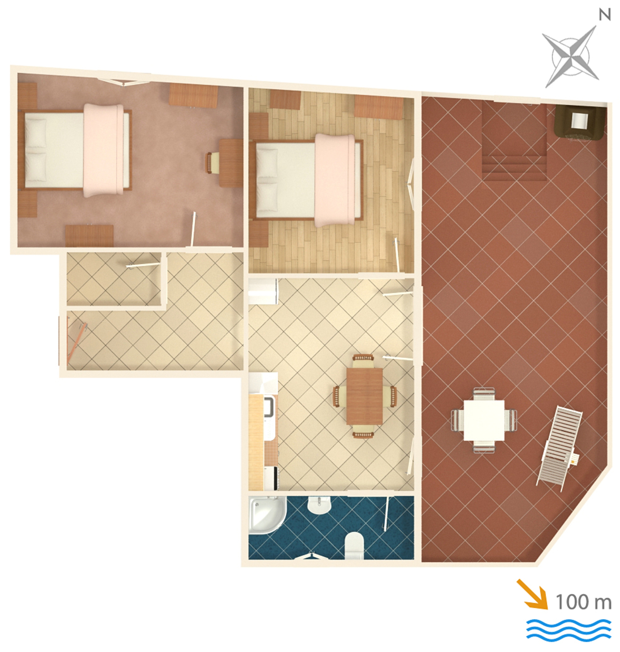 Two bedroom apartment with terrace Susak, Lošinj  A-a