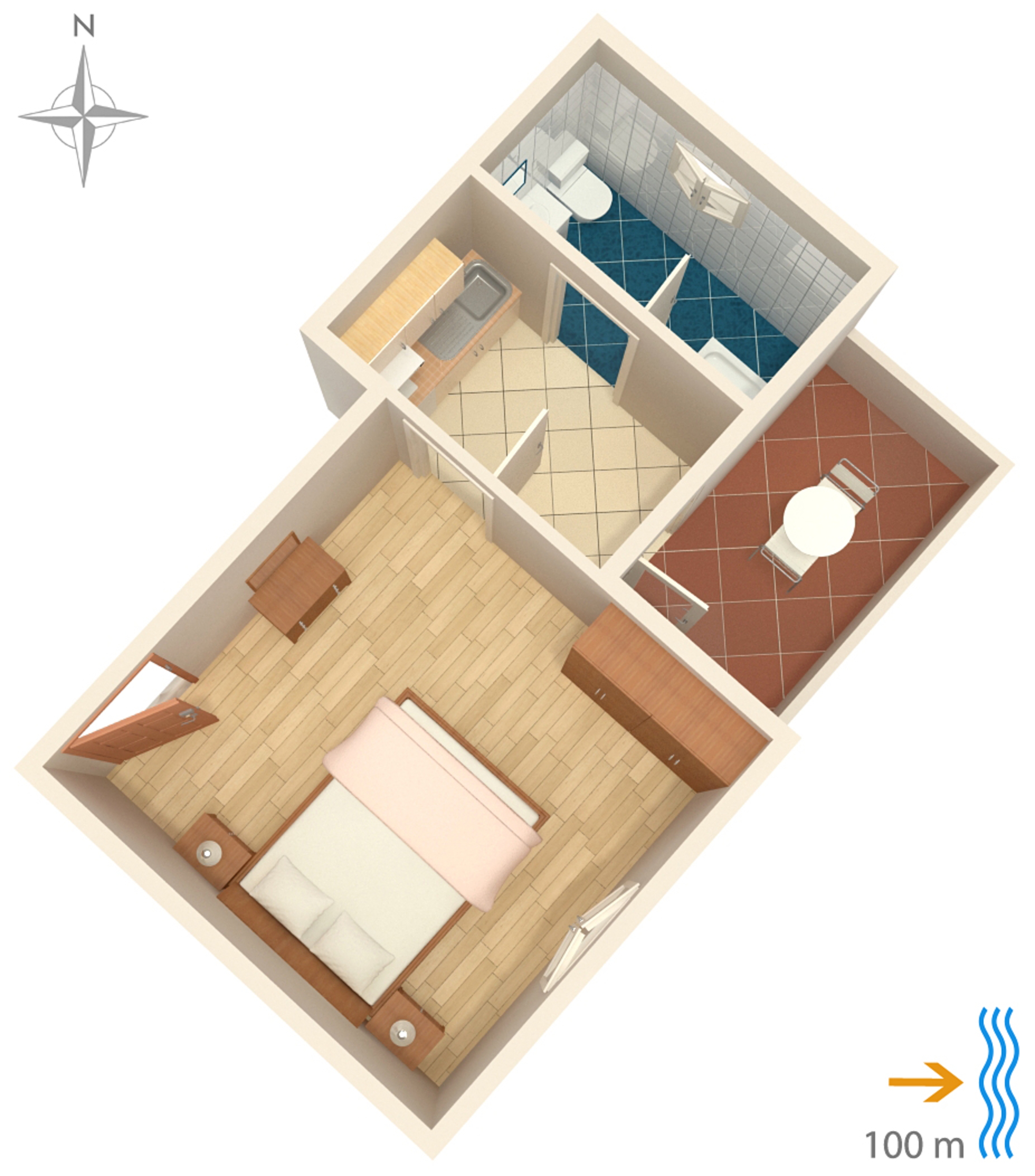 One bedroom apartment with terrace and sea view Susak, Lošinj  A-b