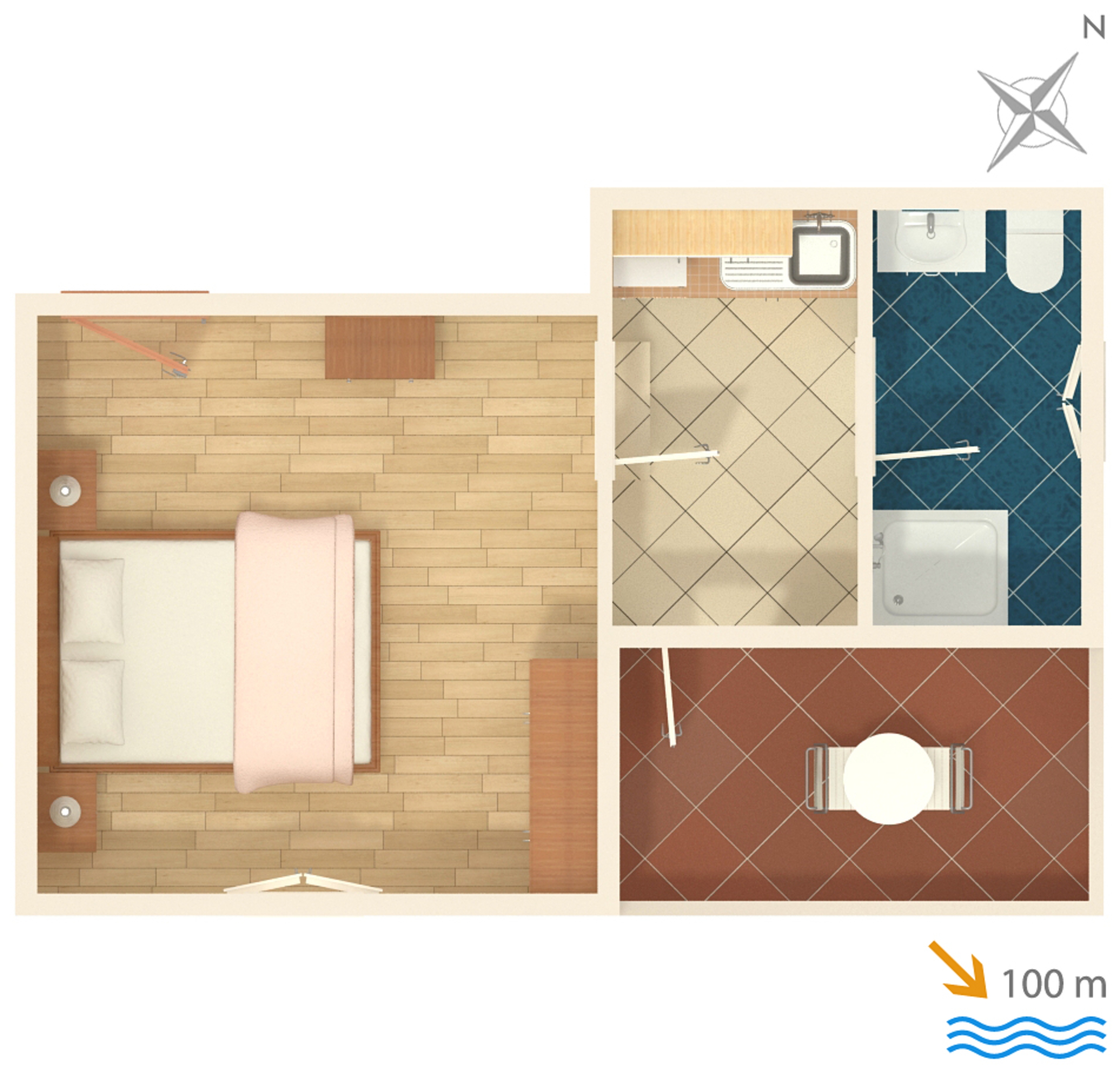 One bedroom apartment with terrace and sea view Susak, Lošinj  A-b