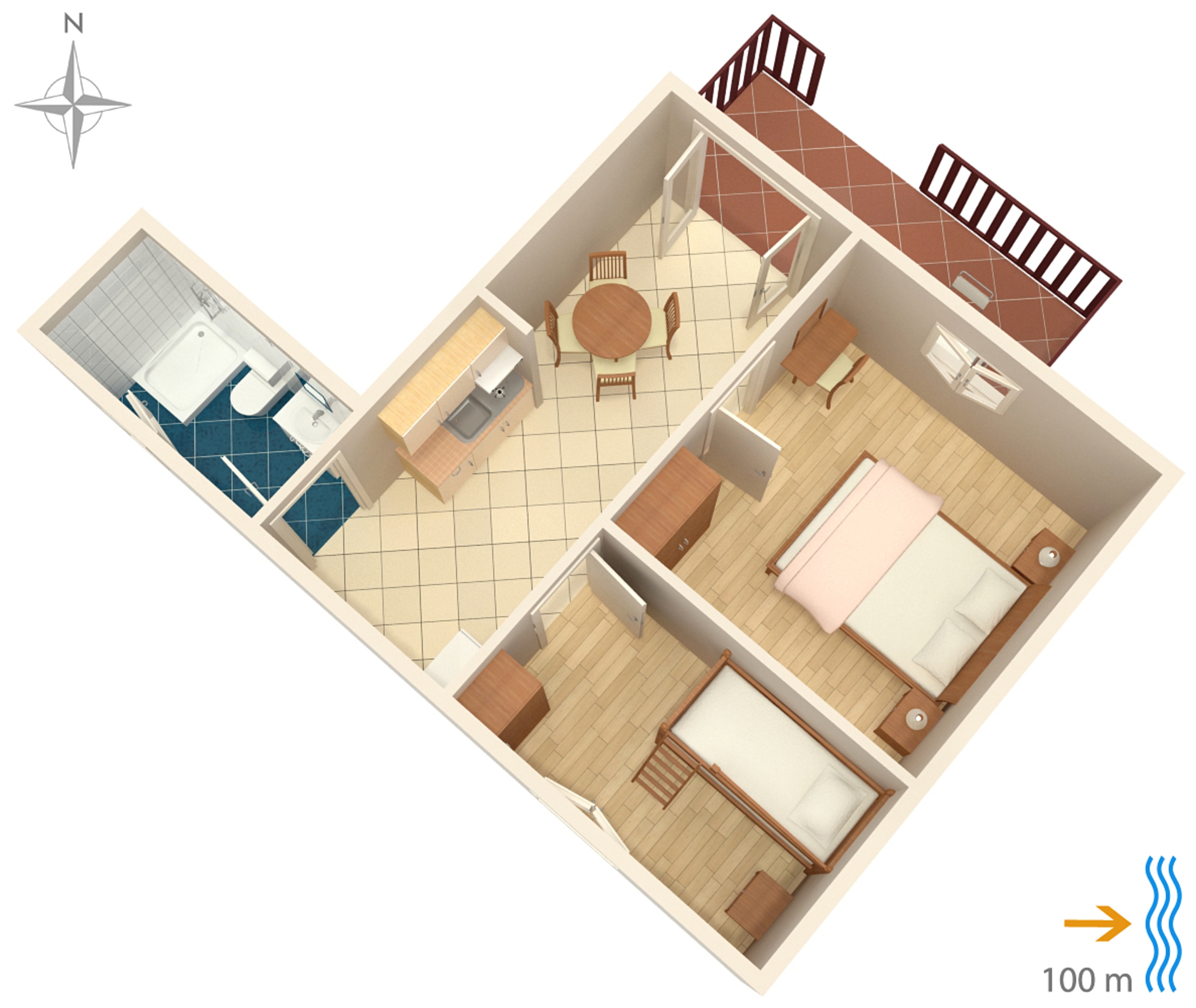 Two bedroom apartment with terrace Susak, Lošinj  A-d
