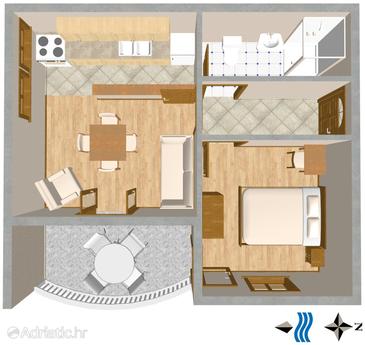 Plan Tisno, Plan in the apartment, dopusteni kucni ljubimci i WIFI.