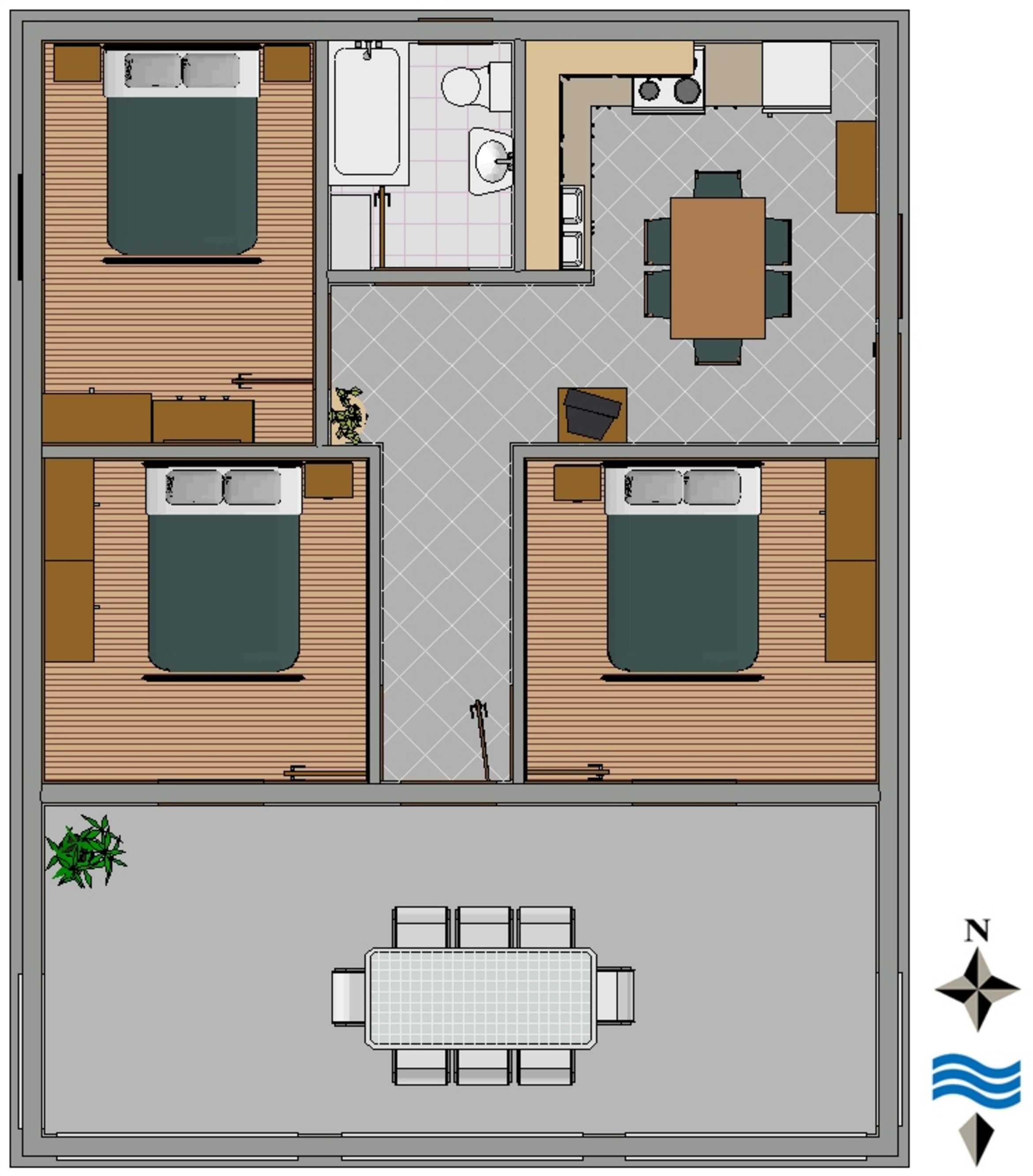 Three bedroom apartment with terrace and sea view Tisno, Murter  A-a