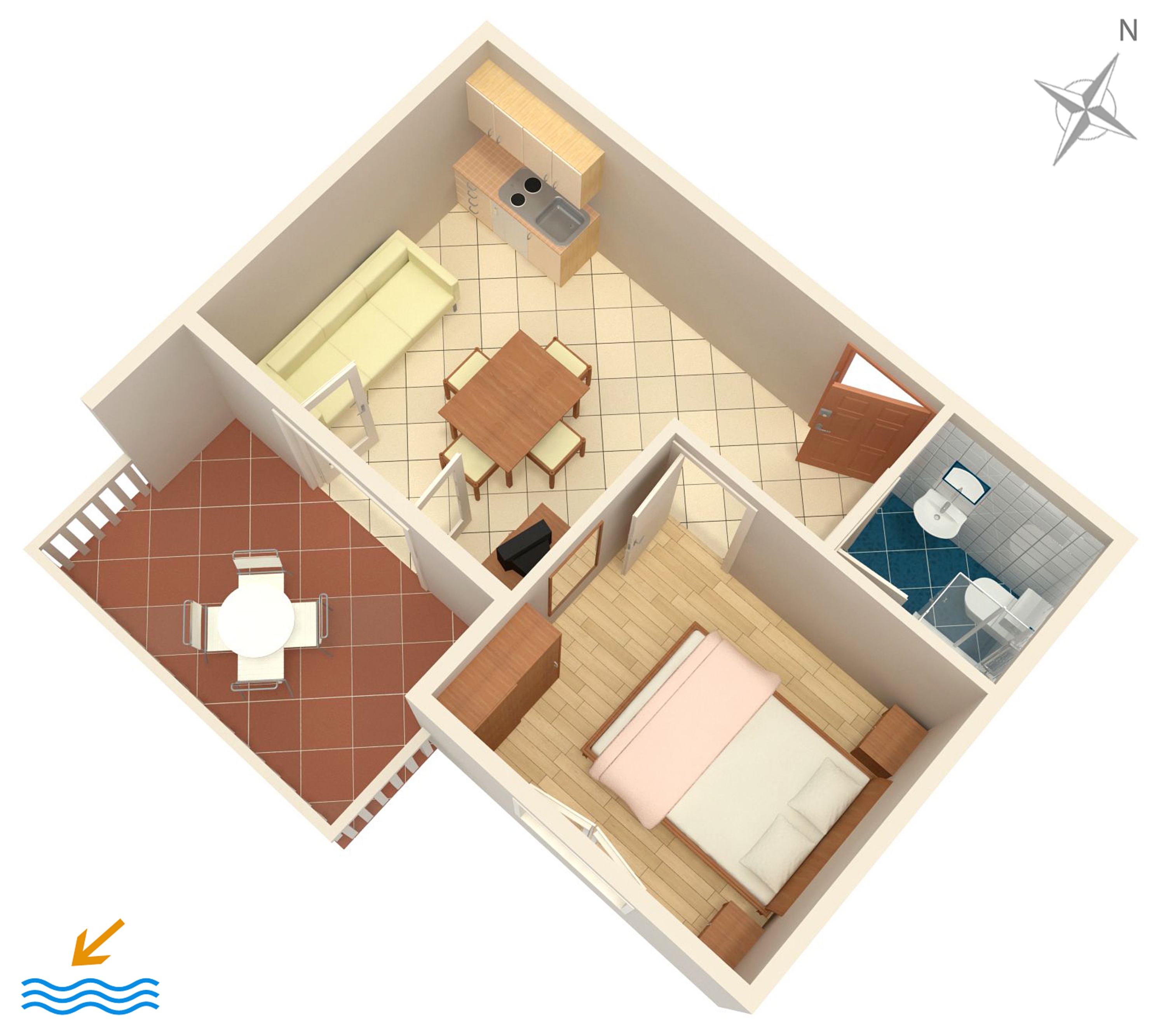 One bedroom apartment near beach Zaglav, Dugi otok  A-a