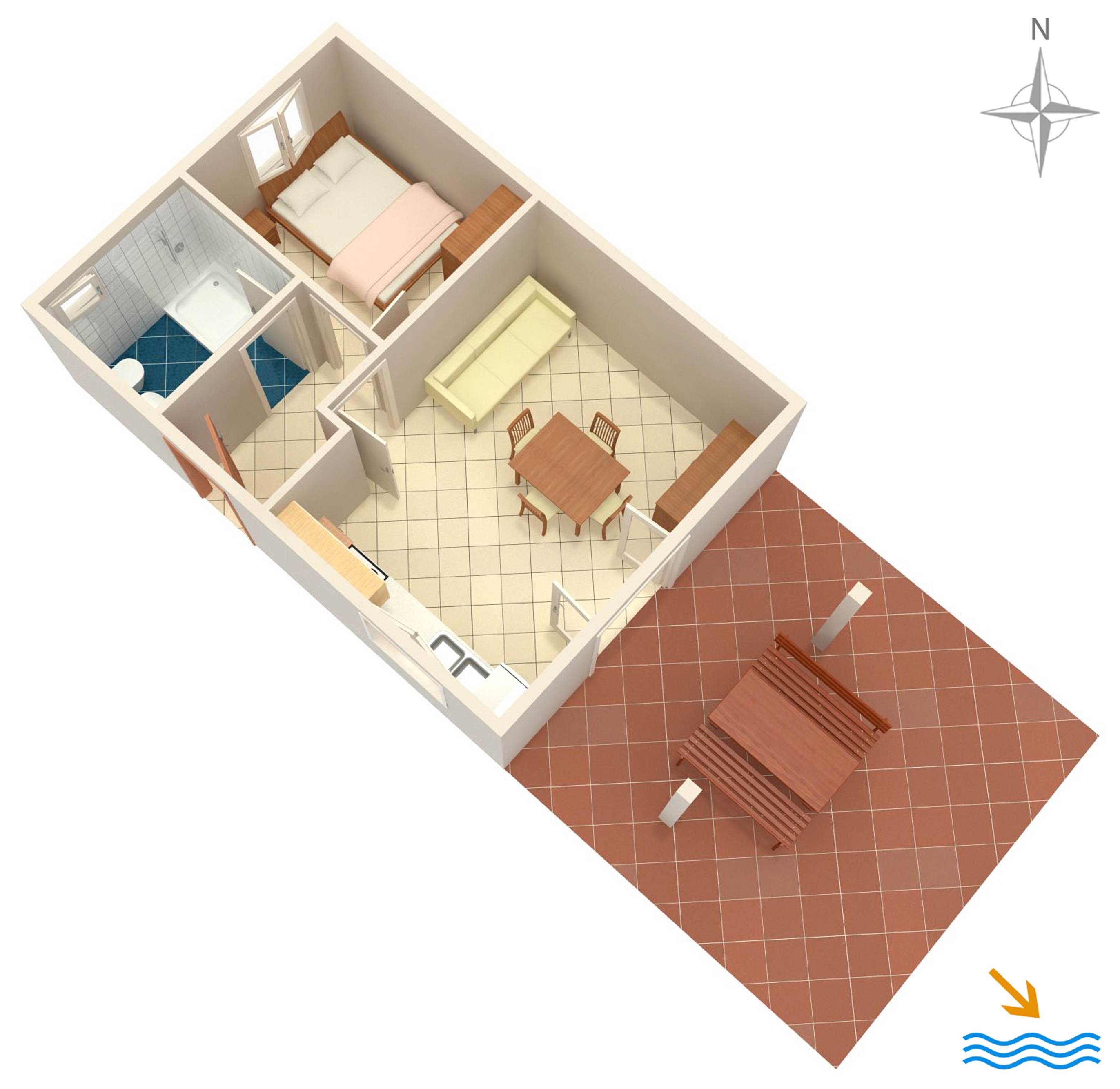 One bedroom house near beach Cove Statival, Kornati  K