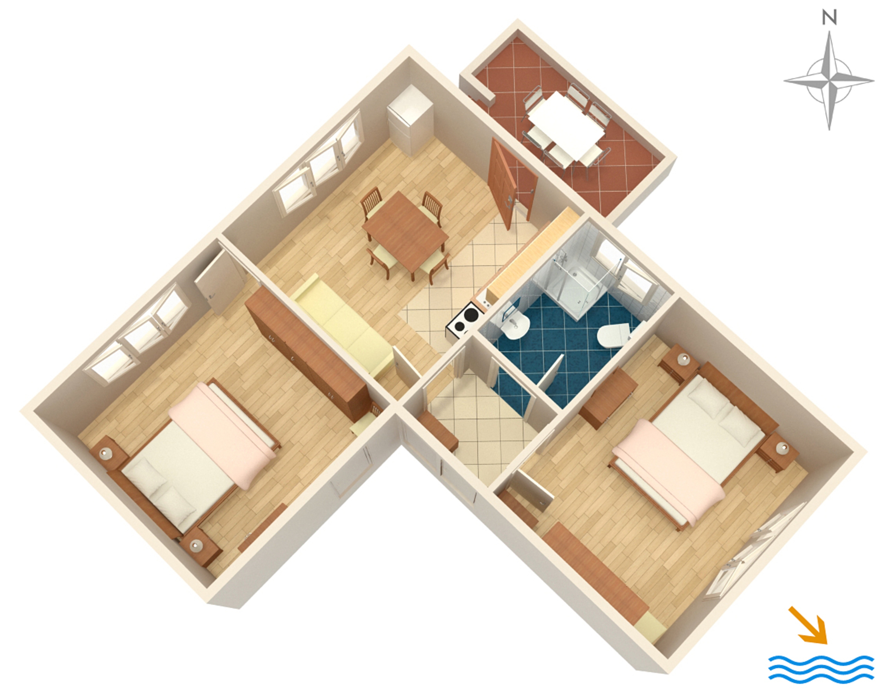 Two bedroom apartment near beach Ugljan  A-a