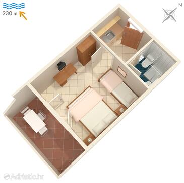 Plan Žrnovska Banja, Plan in the apartment, dopusteni kucni ljubimci i WIFI.