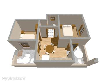 Lukoran, plattegrond in the apartment, (pet friendly) en WiFi.