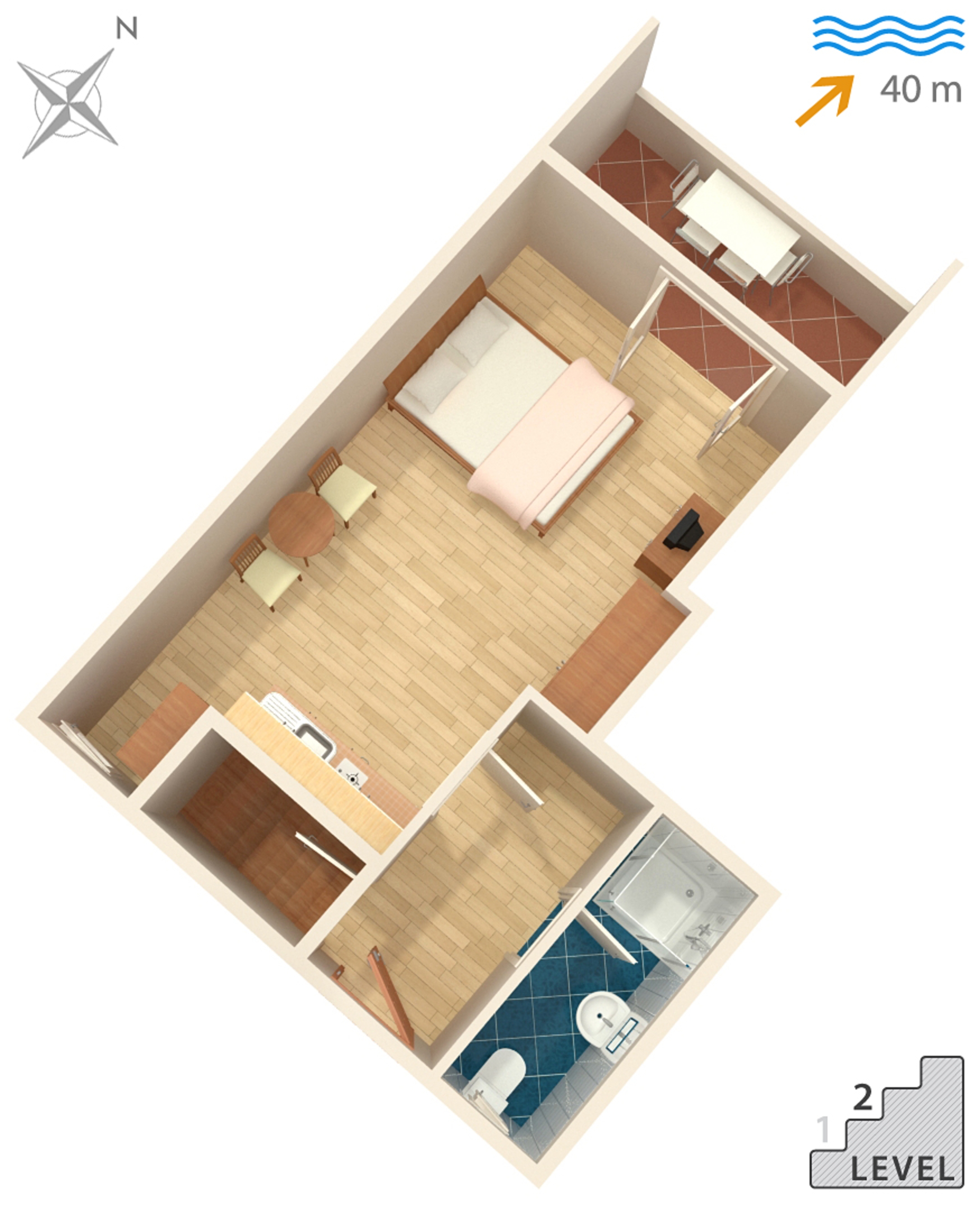 One bedroom apartment near beach Bilo, Primošten  A-b