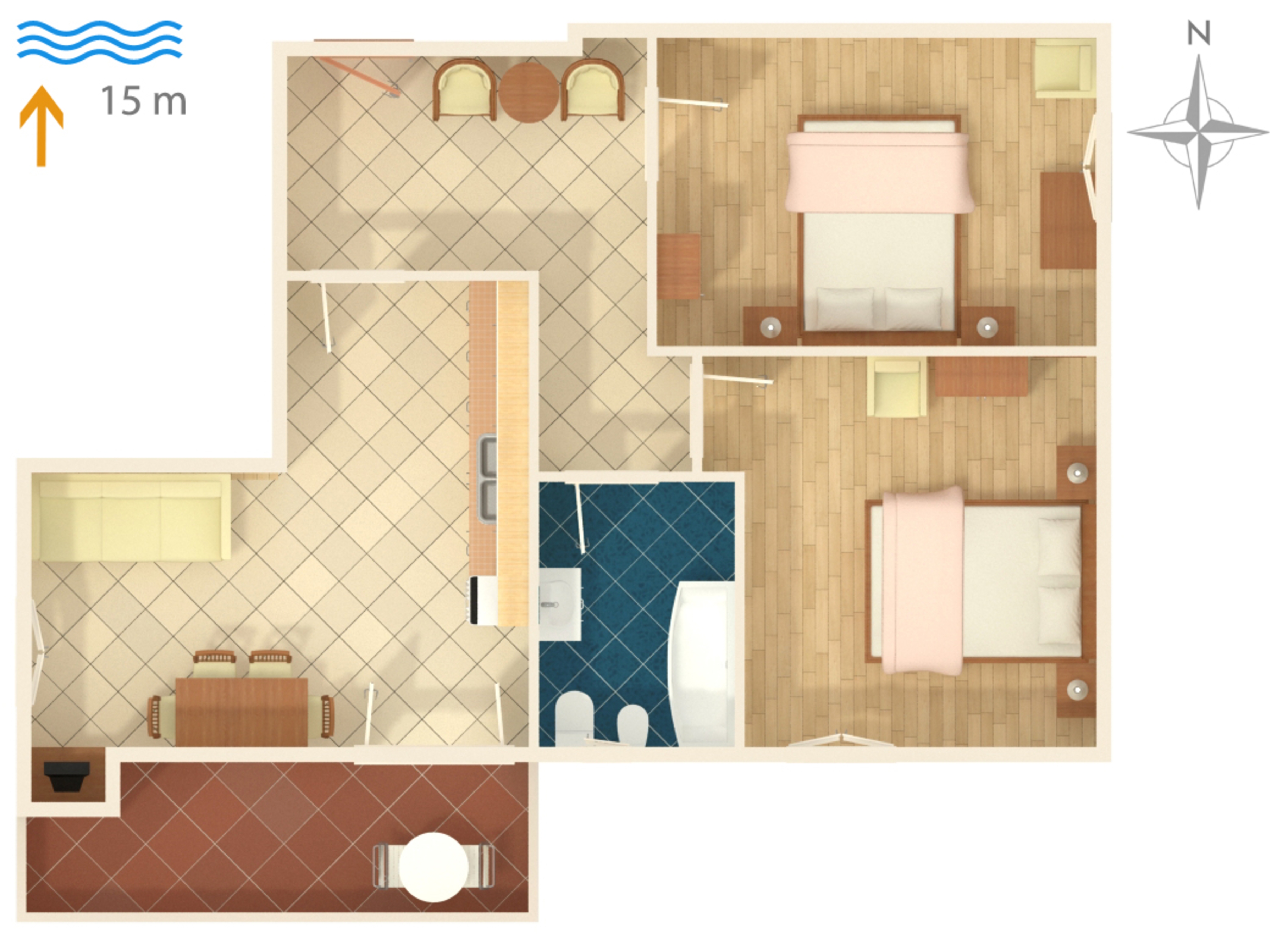 Two bedroom apartment near beach Kali, Ugljan  A-a