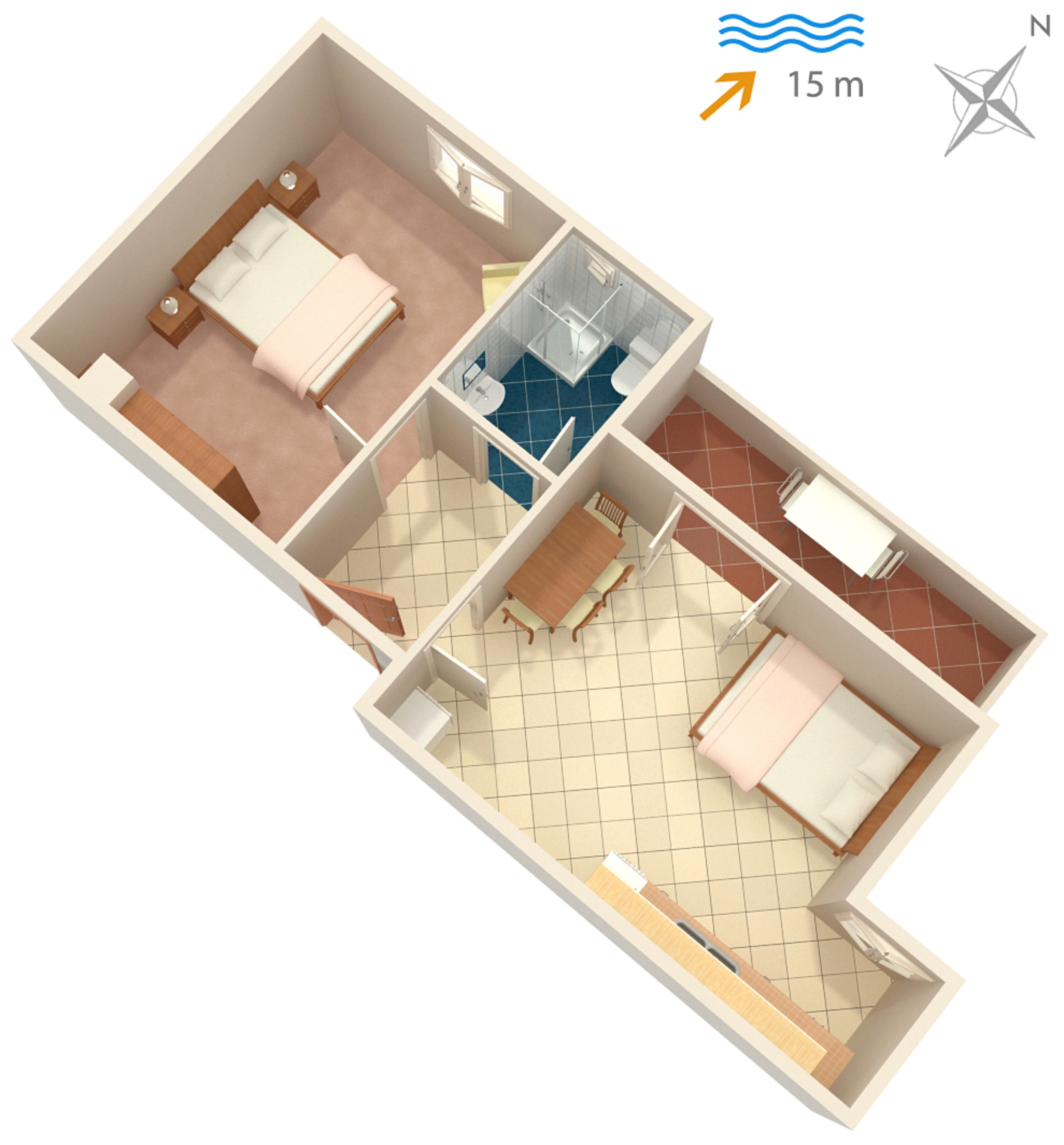 One bedroom apartment near beach Kali, Ugljan  A-b